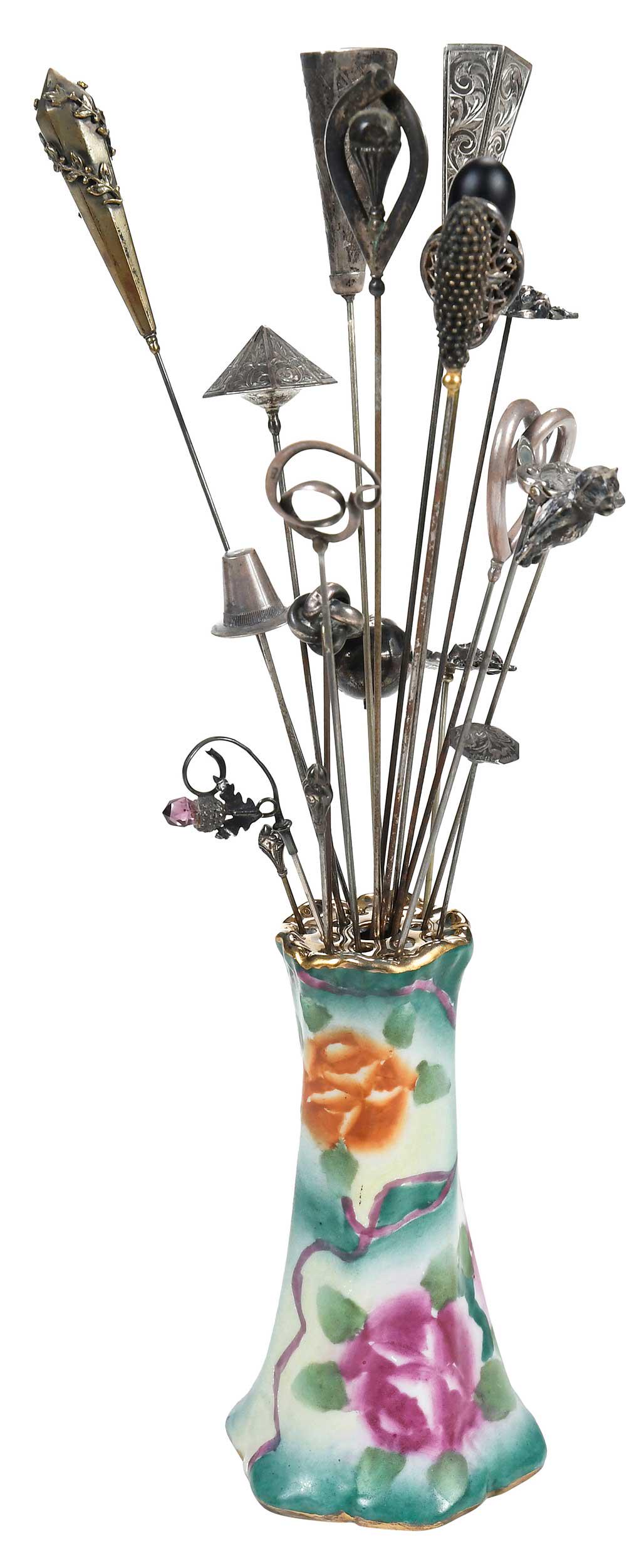 Group of 21 Assorted Silver Hat Pins with Holder (1 of 12)