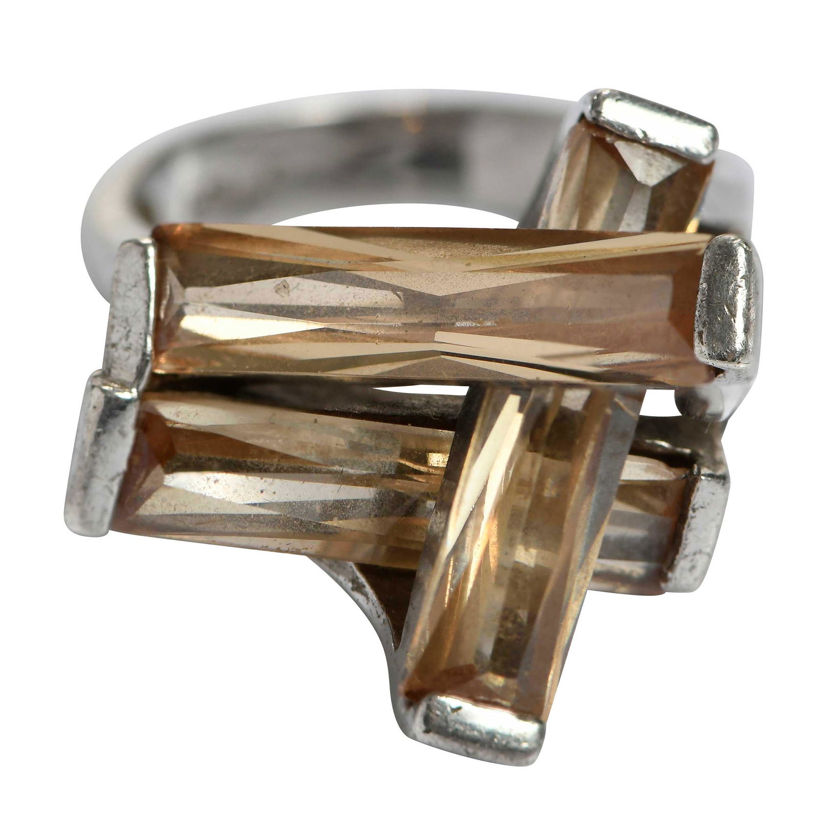 Sterling Silver and Citrine Ladies Modernist Ring (1 of 6)