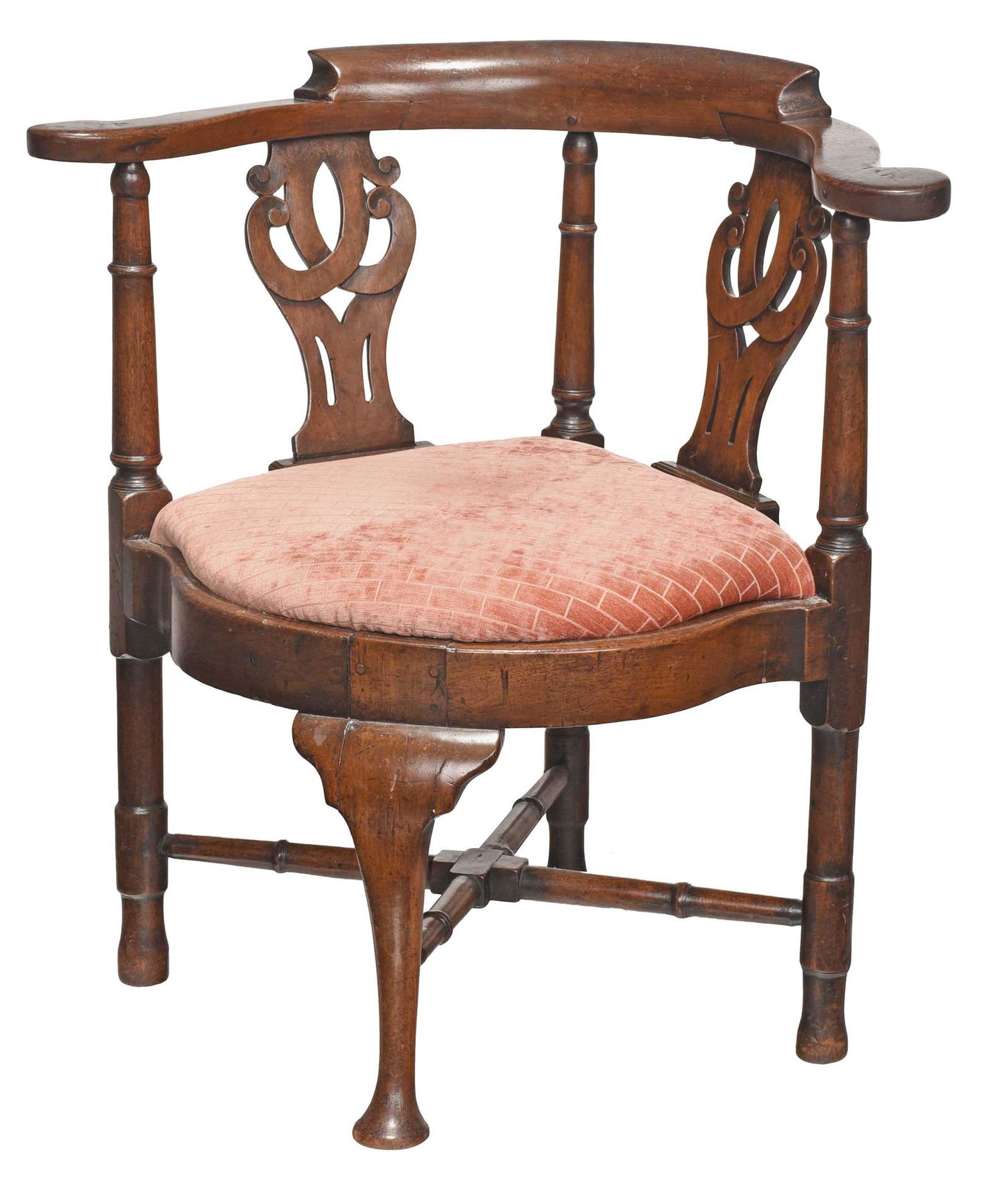 Queen Anne Carved Walnut Corner Chair (1 of 8)