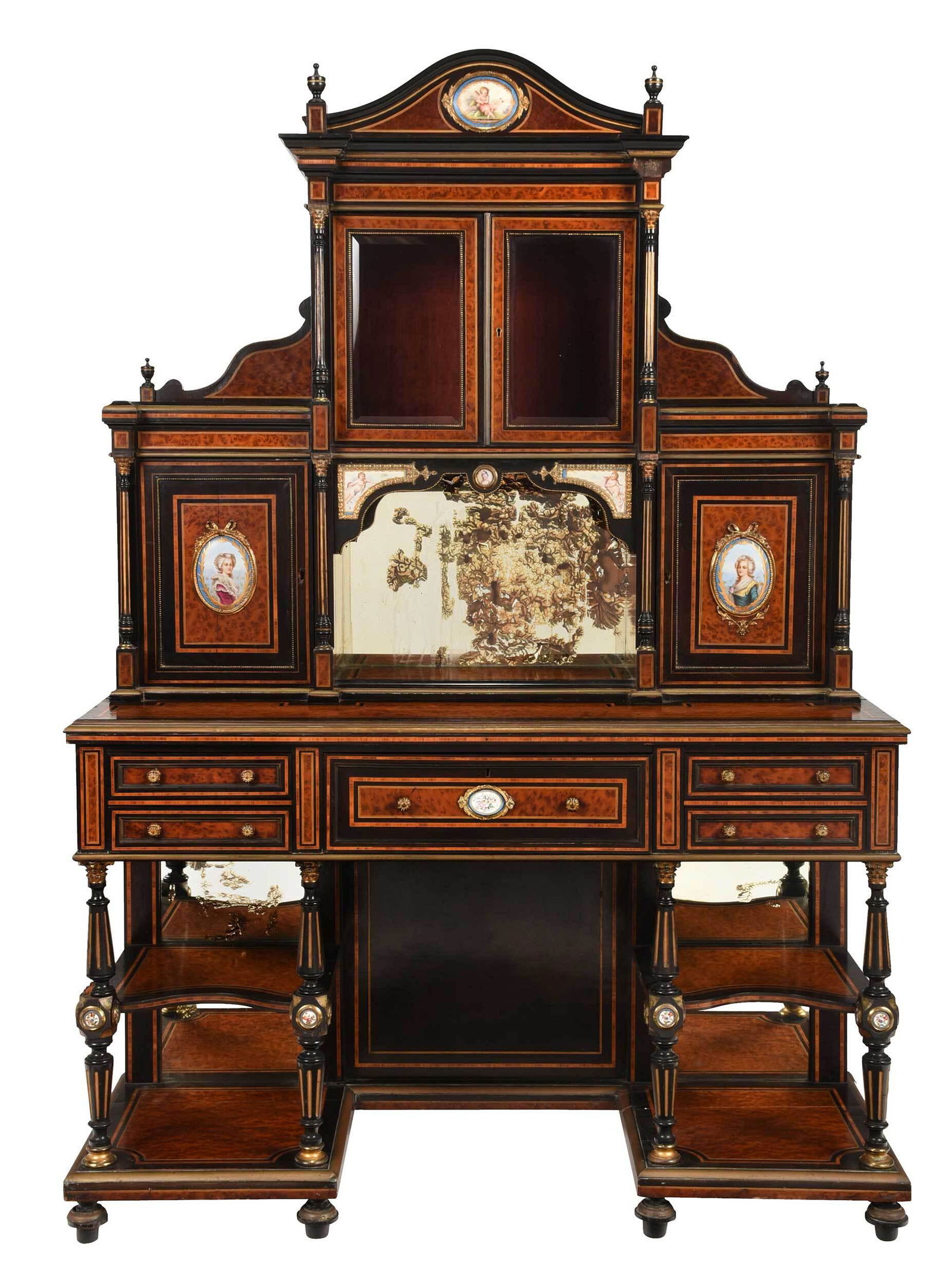 Louis Philippe Burlwood Ebonized Sevres Mounted Cabinet (1 of 20)