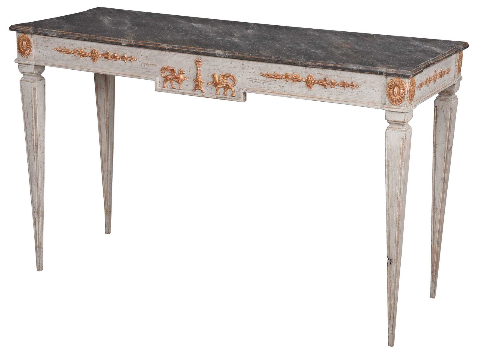 Swedish Neoclassical Style Painted Parcel Gilt Console Table (1 of 11)
