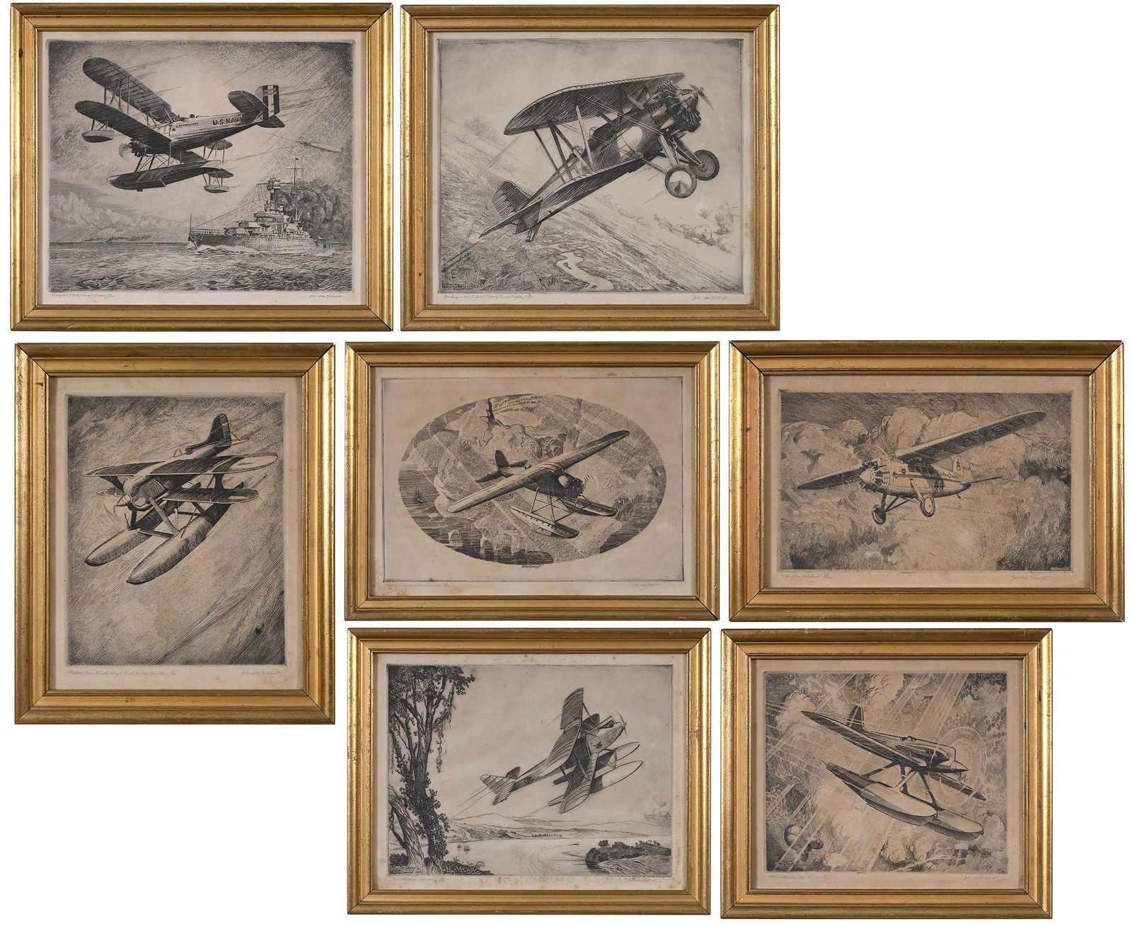 Collection of Seven Aviation Etchings by John MacGilchrist (1 of 20)