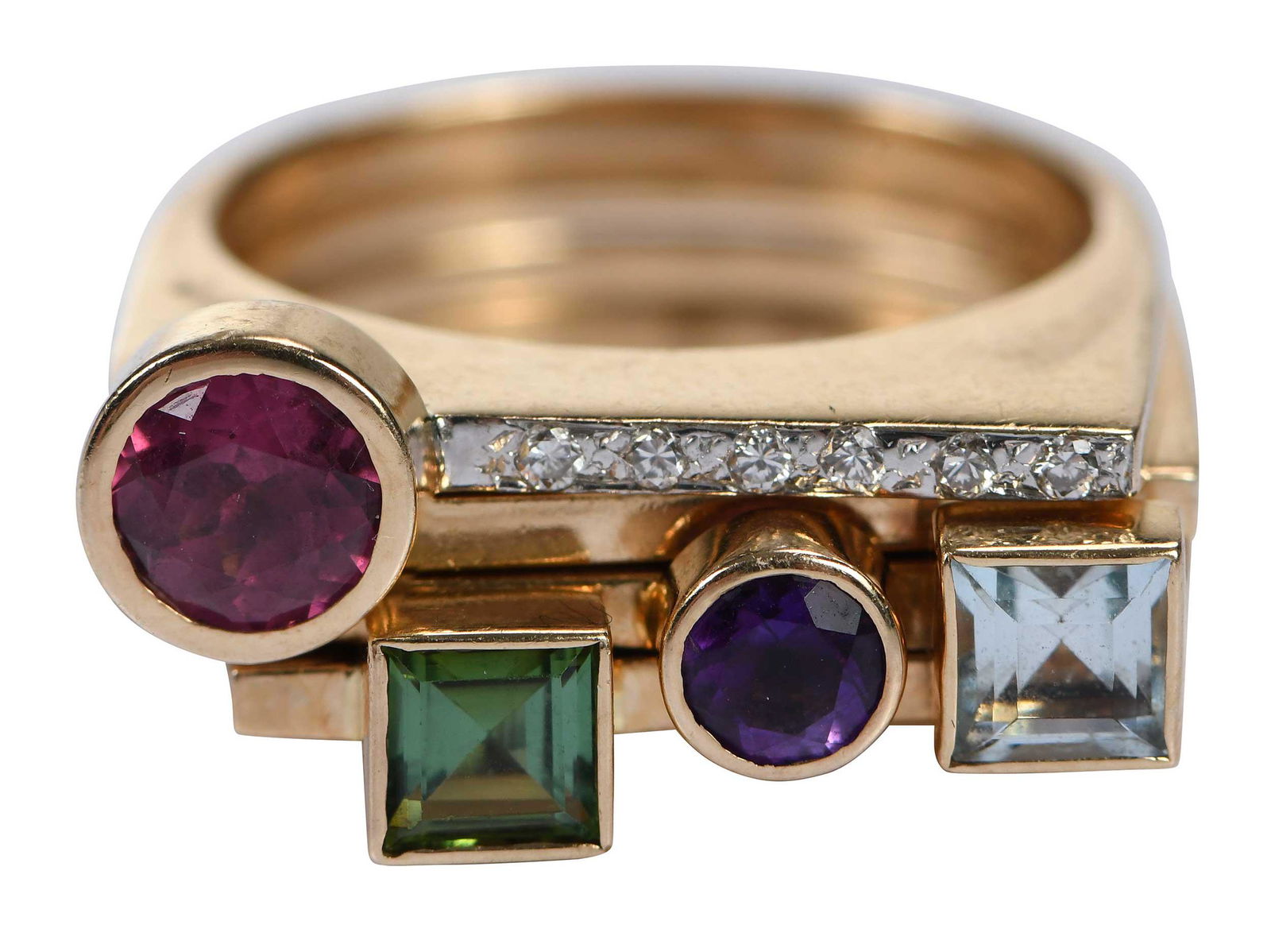 14kt. Four Stackable Diamond and Gemstones Ring (1 of 8)