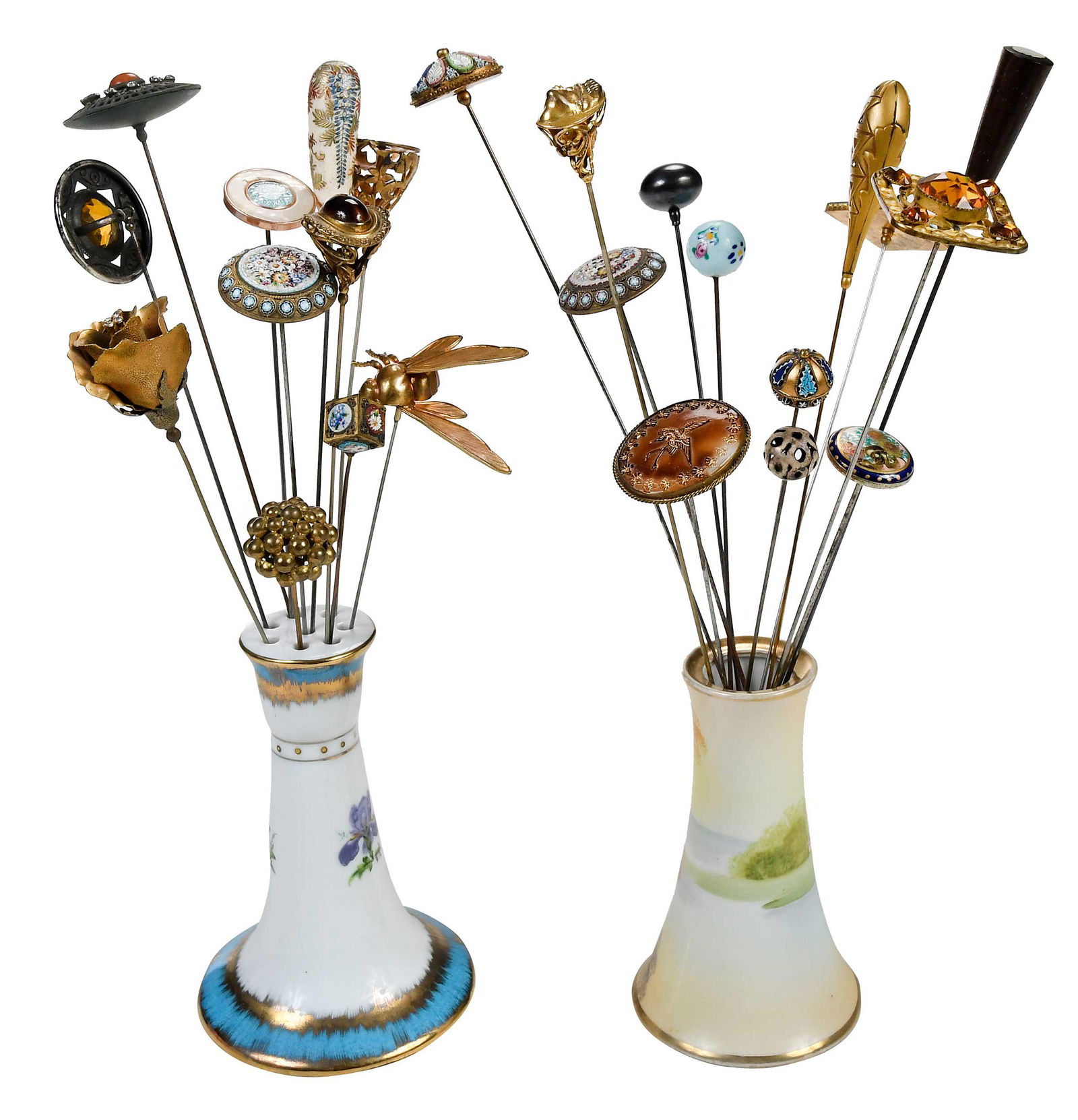 Collection of 24 Assorted Hat Pins with Two Porcelain Holders (1 of 17)
