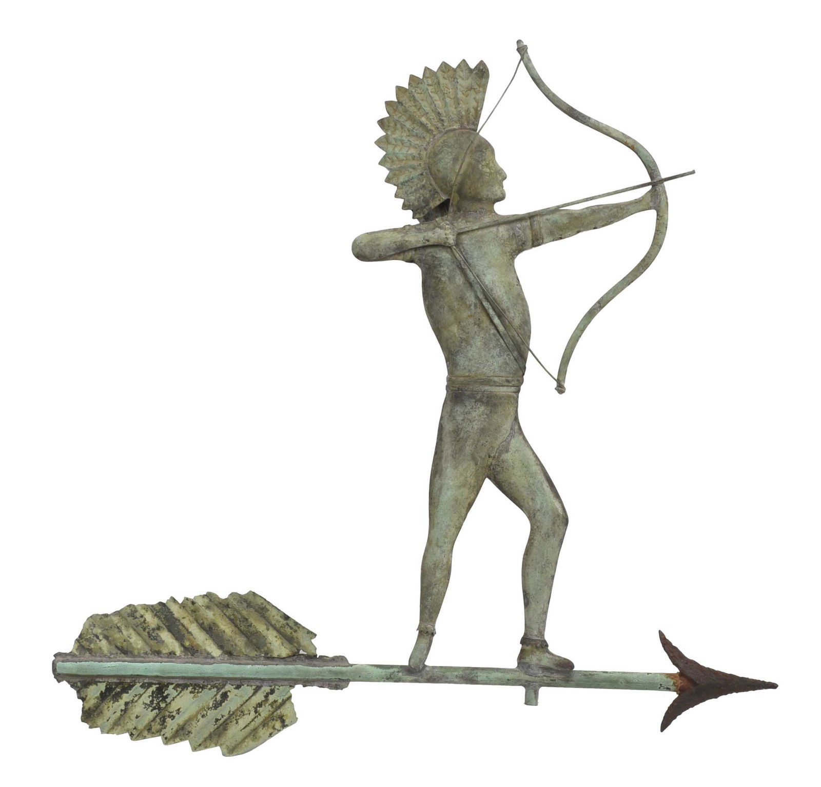American Folk Art Patinated Copper Indian Form Weathervane (1 of 13)