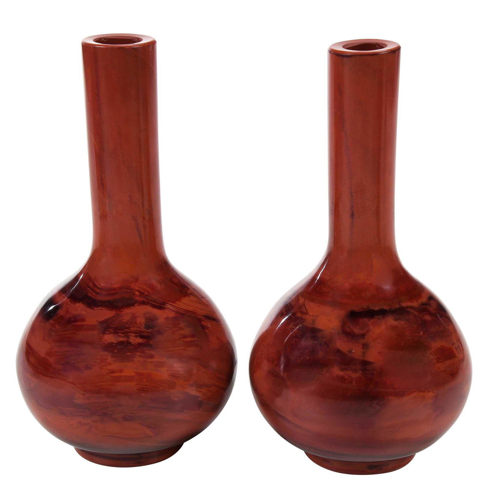 Pair of Chinese Peking Glass Bottle Vases (1 of 9)