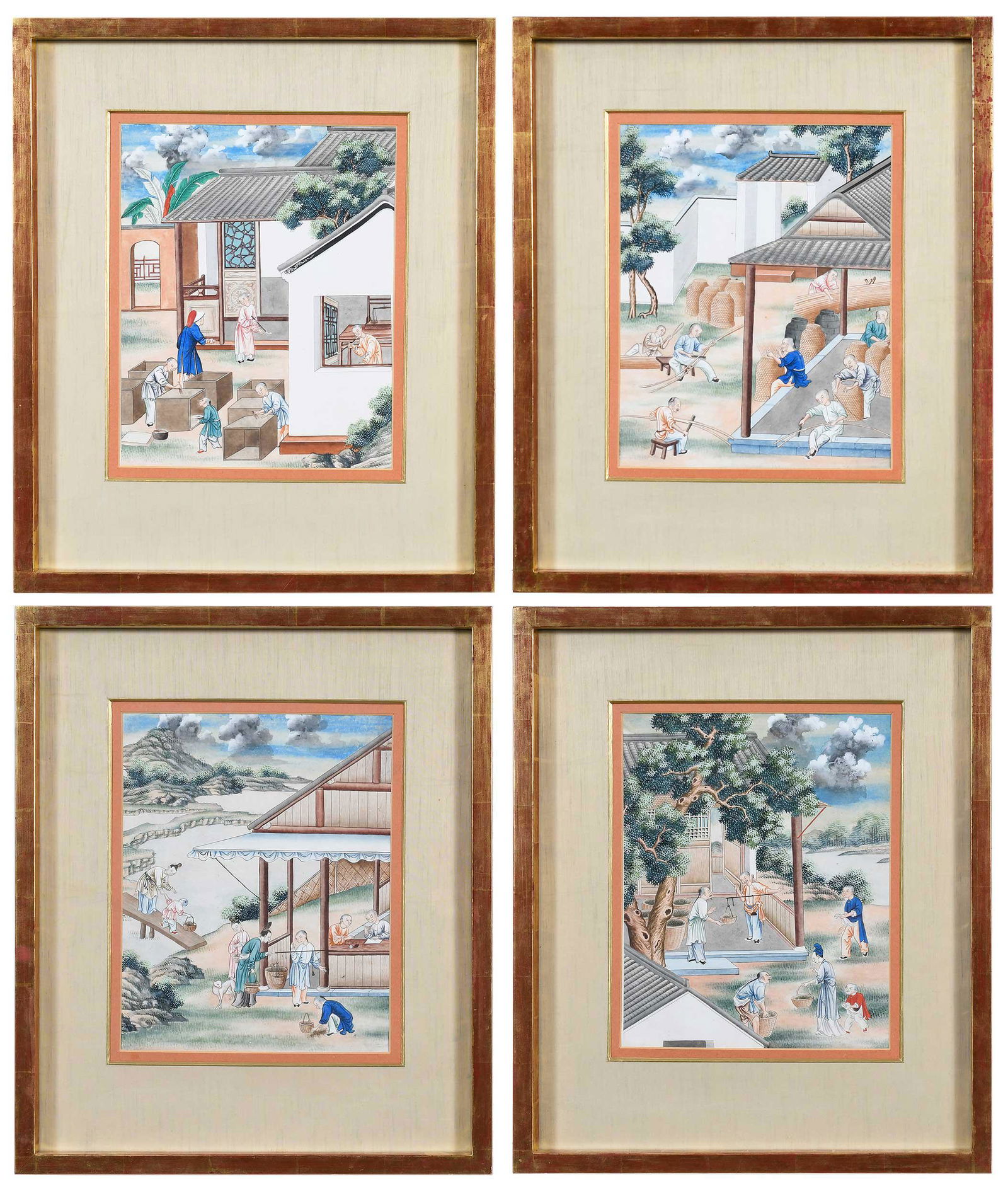 Four Framed Chinese Gouache Paintings (1 of 13)