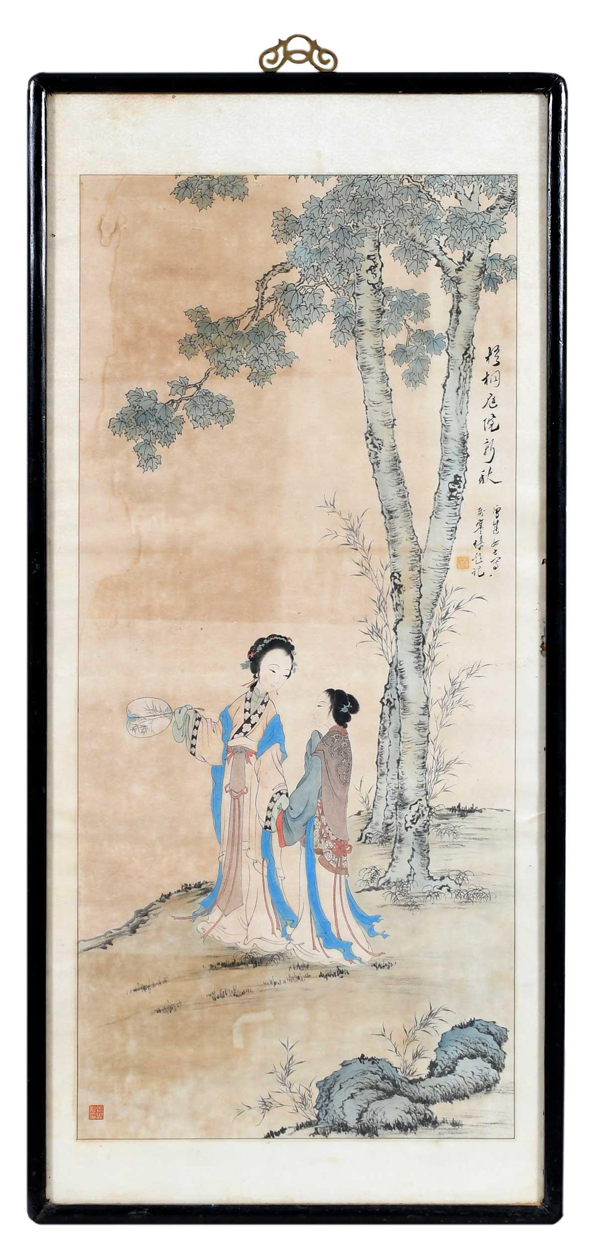 Framed Chinese Ink and Color Painting (1 of 6)