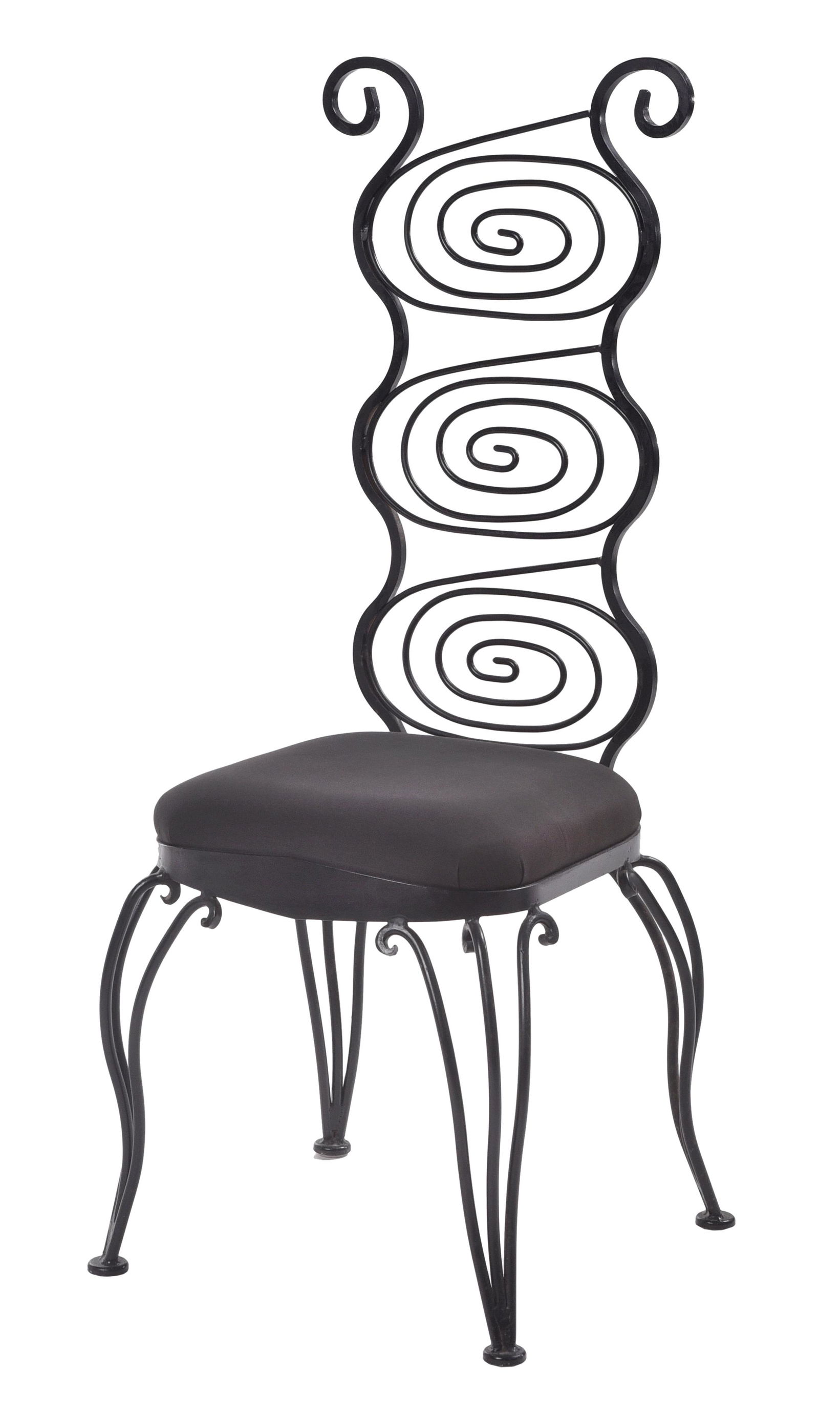 Contemporary Black Wrought Iron Side Chair (1 of 8)