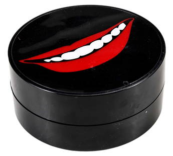 Sanford Biggers: (New York/Virginia/California, born 1970) Cheshire Smile (Norton Christmas Project), 2008, battery operated box with light up smile, with a holographic card, each titled and with "By Sanford Biggers",
