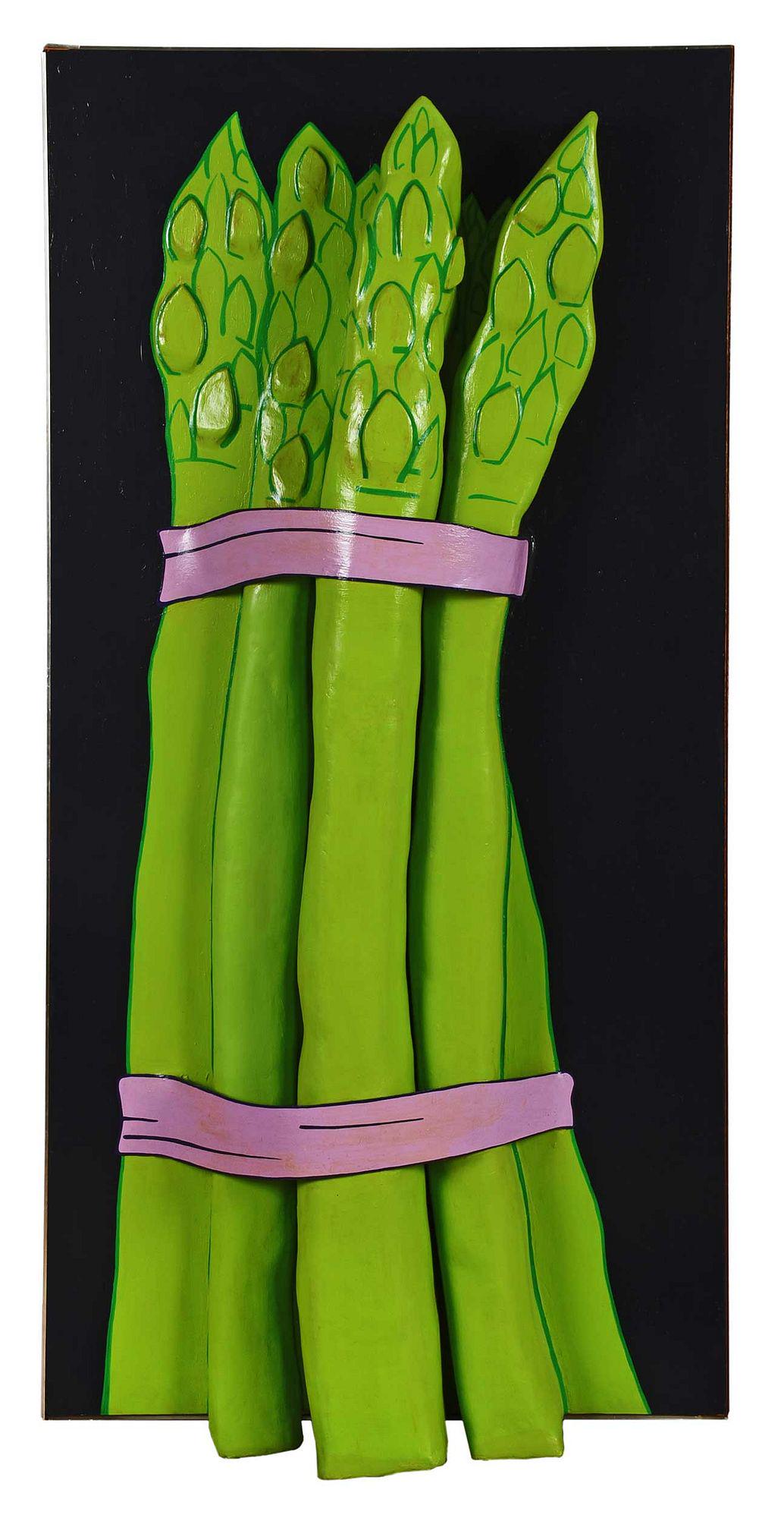 Marjorie Strider: (New York/Oklahoma, 1934-2014)Green Vertical, 1964, foam resin and epoxy resin on Masonite with acrylic and oil, 96-1/4 x 48 x 10 in. (243.8 x 121.9 x 25.4 cm.)Note: John Yau, in his essay for the exh