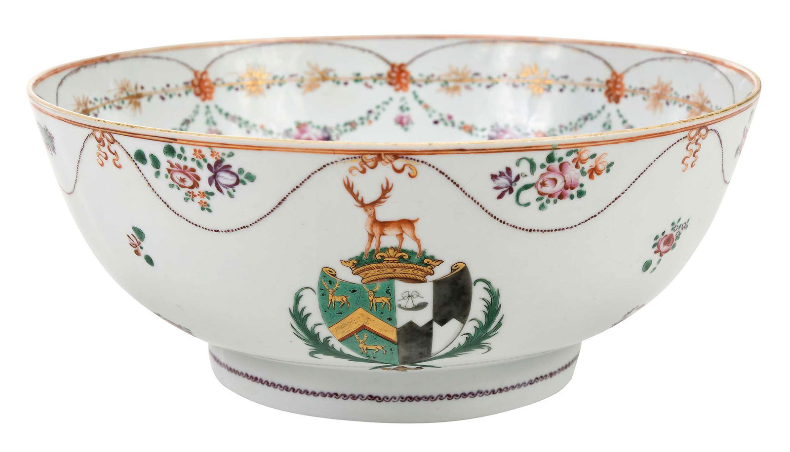 Chinese Export Porcelain Armorial Punch Bowl, Robinson and Forrester (1 of 13)