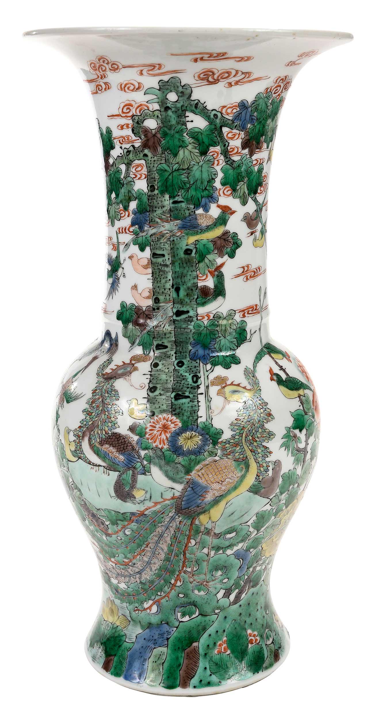 Chinese Porcelain Famille Verte Flared Rim Vase (1 of 19)