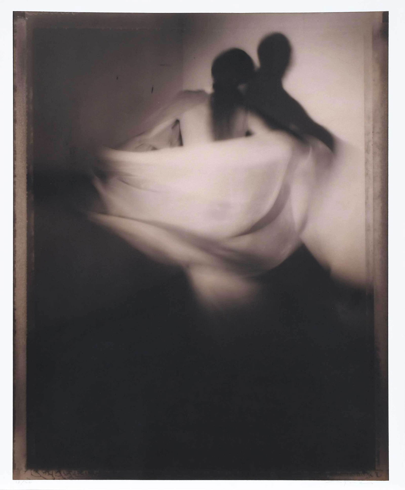 Jack Spencer: (American, b. 1951) Sombra Baile (Shadow Dance), San Miguel, Mexico, 2002, signed and editioned 16/20 margin recto, signed dated titled editioned print verso, painted gelatin silver print, sheet 24 x