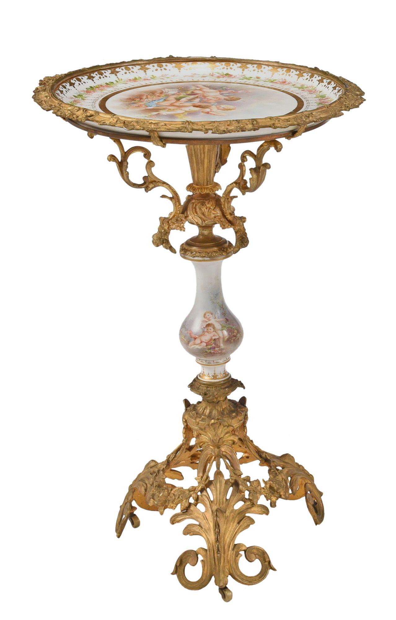 Sevres Style Polychrome Porcelain and Gilt Bronze Gueridon (1 of 6)