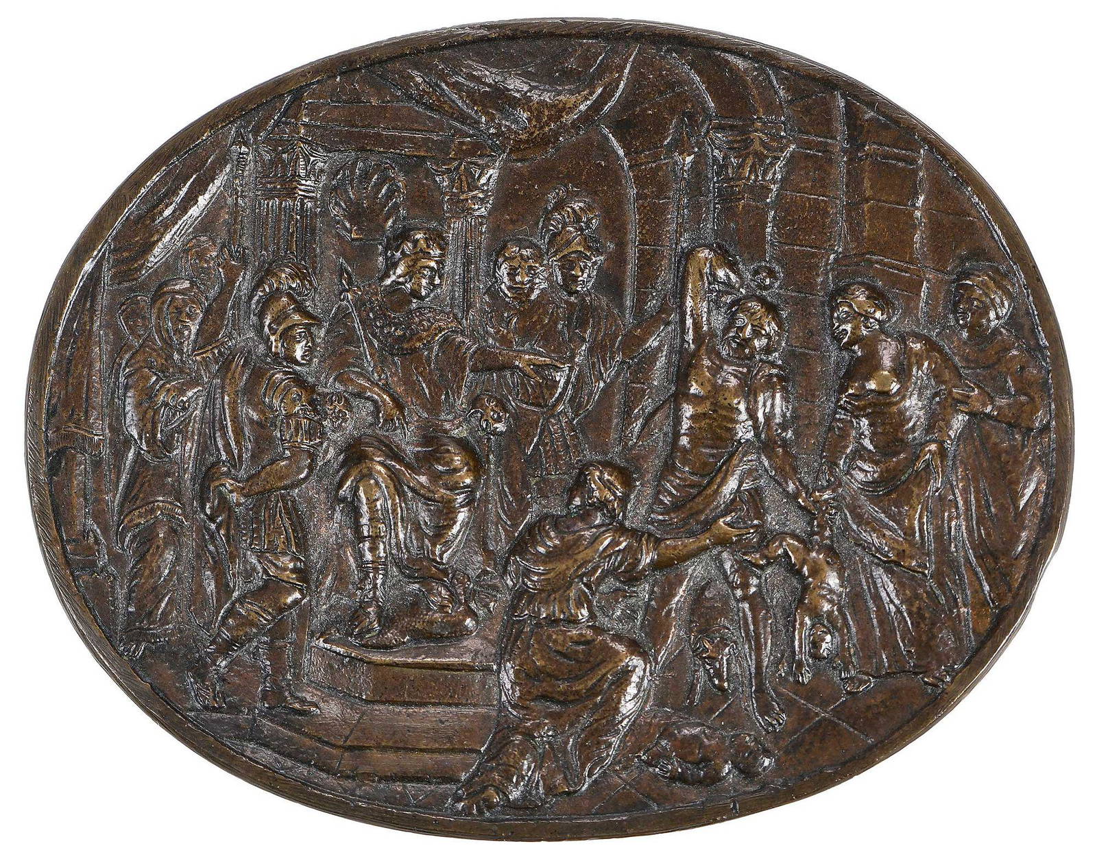 Bronze Medallion, Judgement Of Solomon Auction