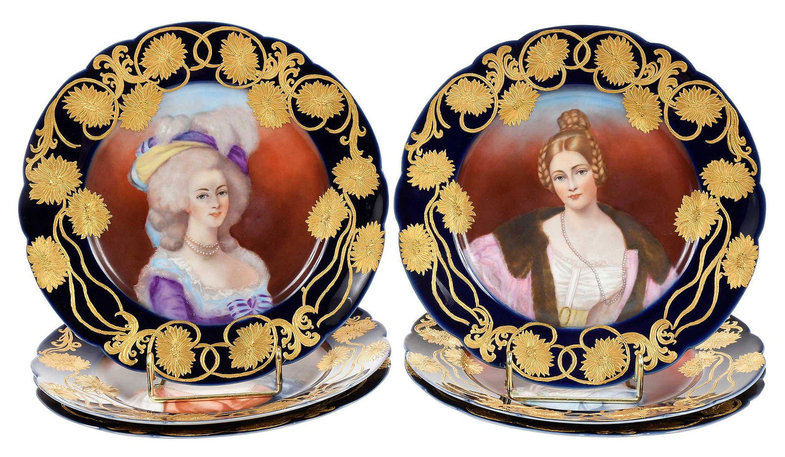 Set of Six Limoges Portrait Porcelain Plates (1 of 12)