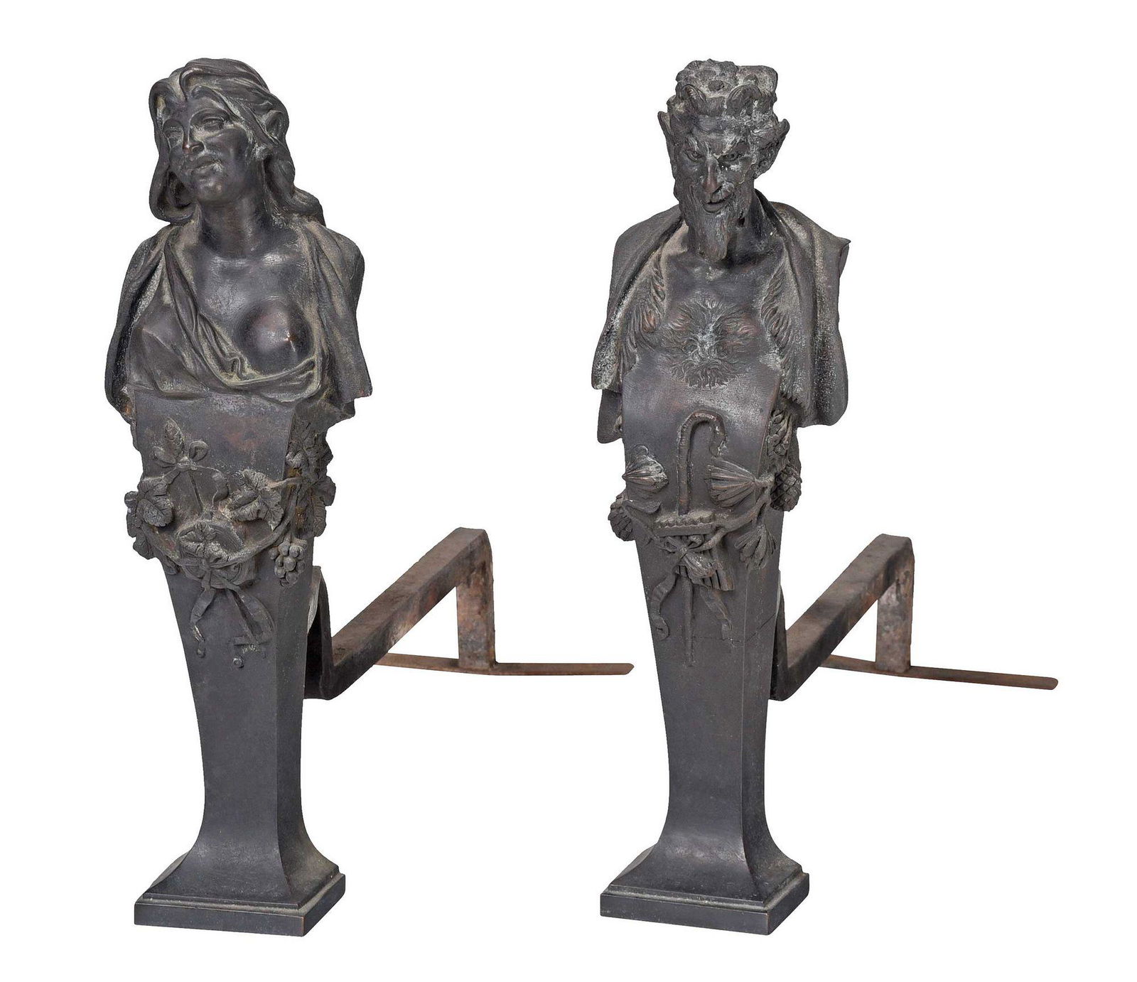 Two Figural Cast Iron Andirons (1 of 5)