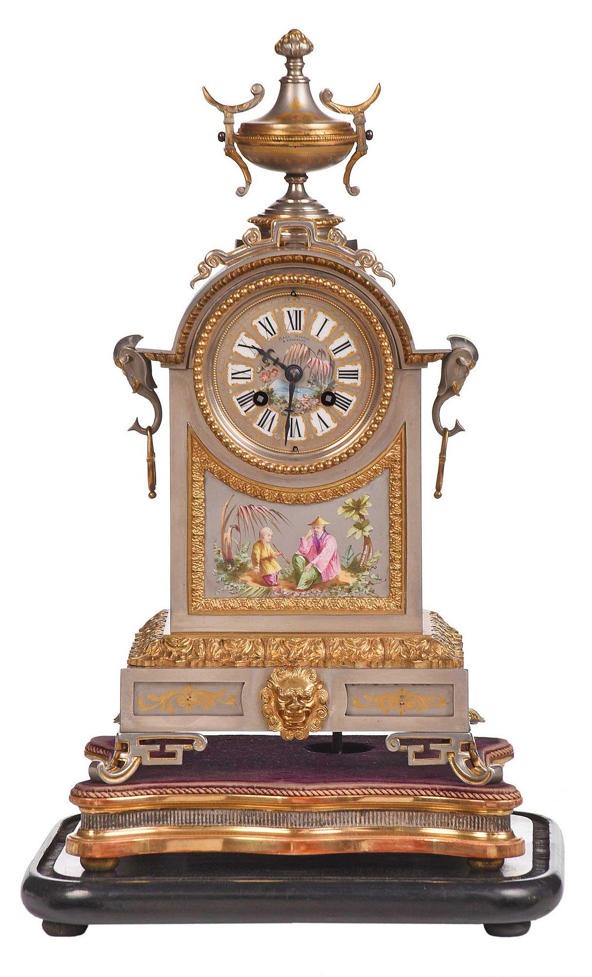 Hall, Nicoll & Granberry Gilt Bronze Mounted Mantel Clock (1 of 9)