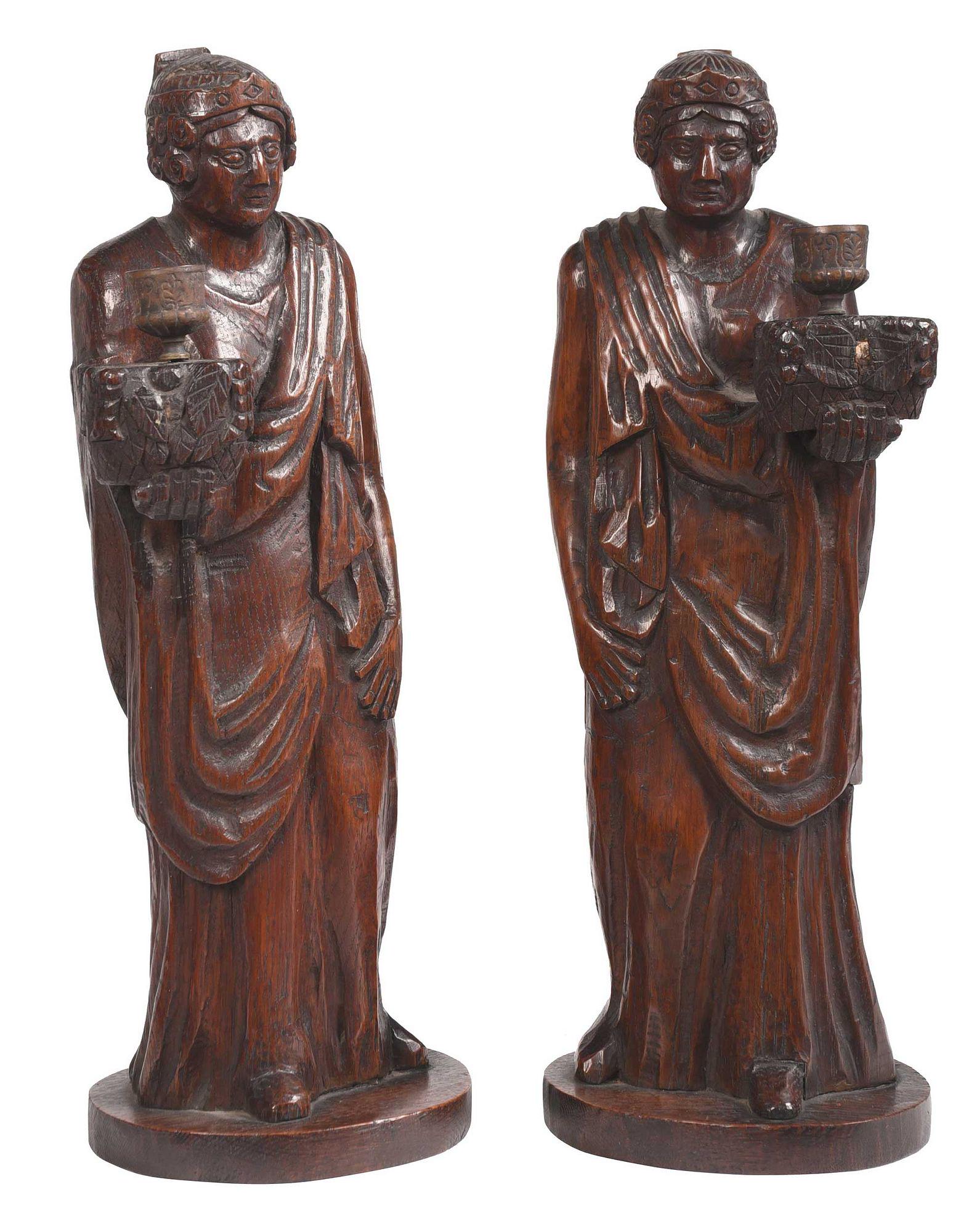 Two Carved Wooden Figural Candle Holders (1 of 6)