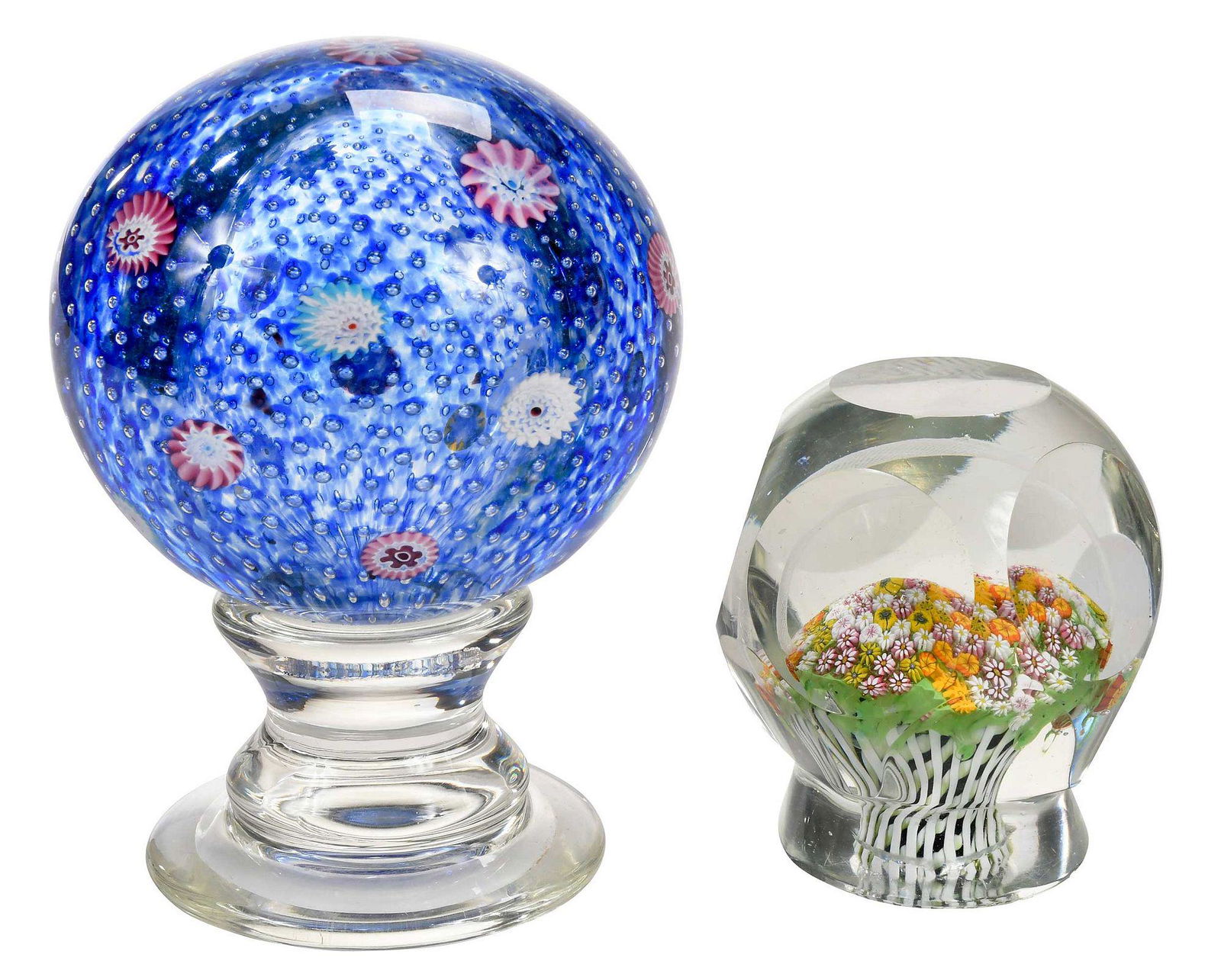 Two Floral Art Glass Paperweights (1 of 9)