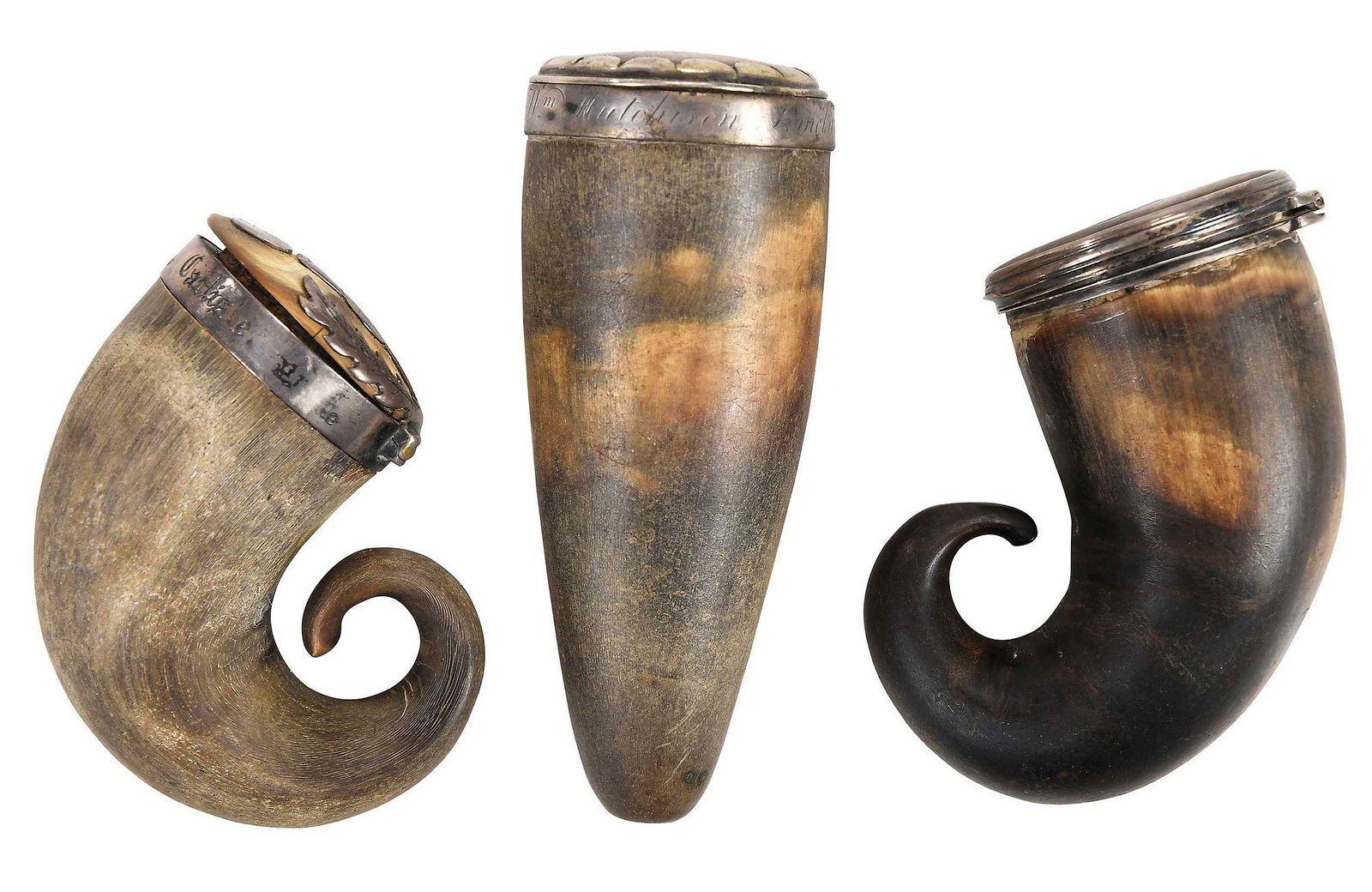 Group of Three Silver/Silver Plate Mounted Horn Boxes (1 of 9)