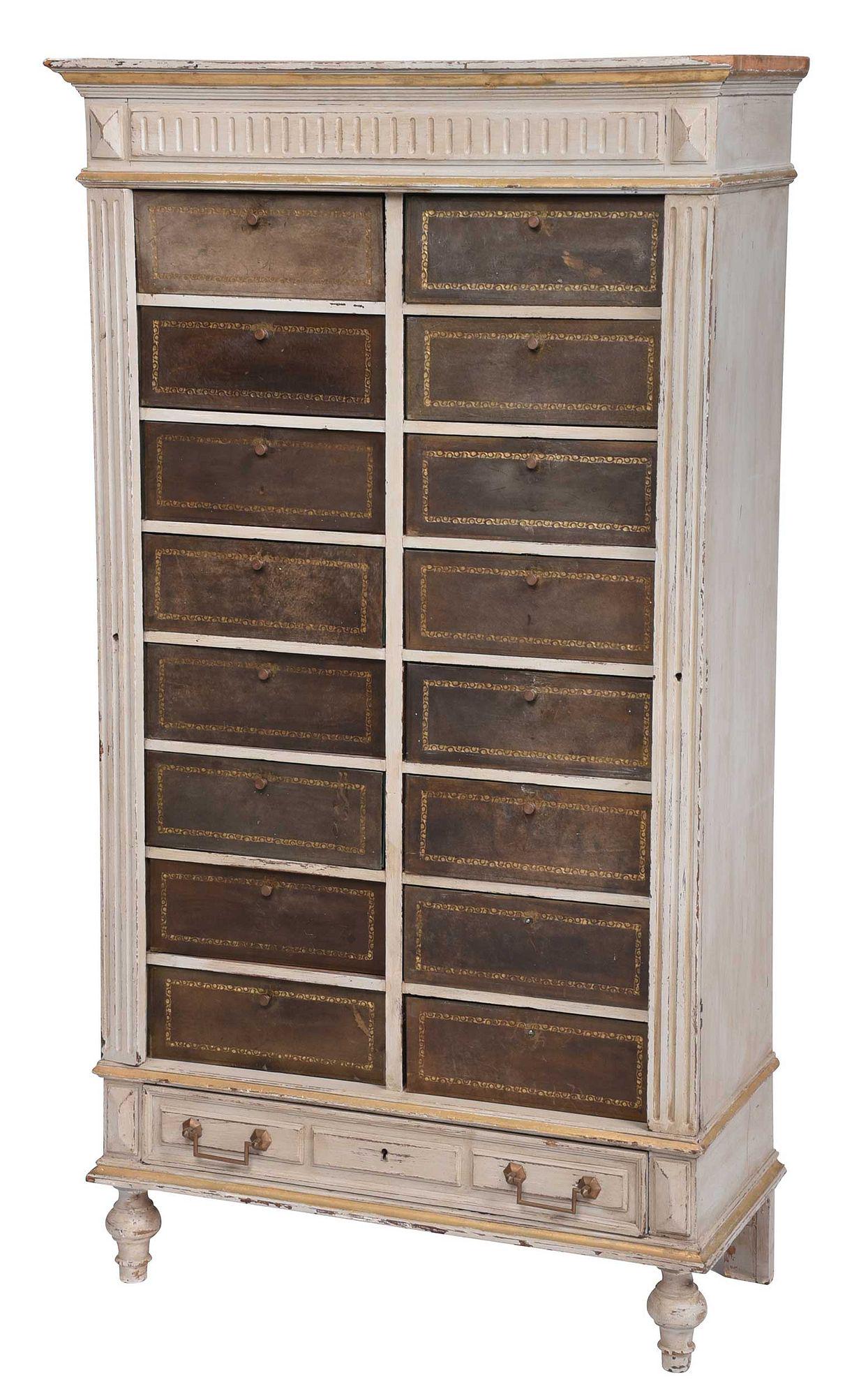 Continental Neoclassical Style Painted Side Locking Cartonnier Cabinet (1 of 6)