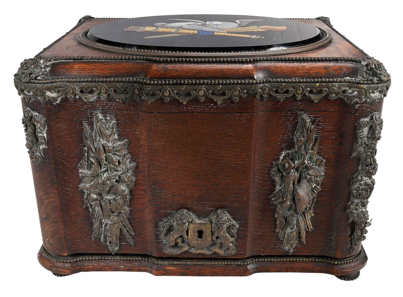 Bronze Mounted Oak Humidor with Micro Mosaic Panel (1 of 17)
