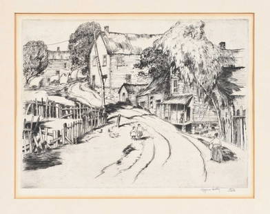 Alfred Hutty: (American/South Carolina, 1877-1954) Little Italy, 1925, edition of 75, signed lower right "Alfred Hutty" and snail cypher, inscribed verso "E8401 / m x", etching, 6-1/4 x 9 in.; unframed Literature: