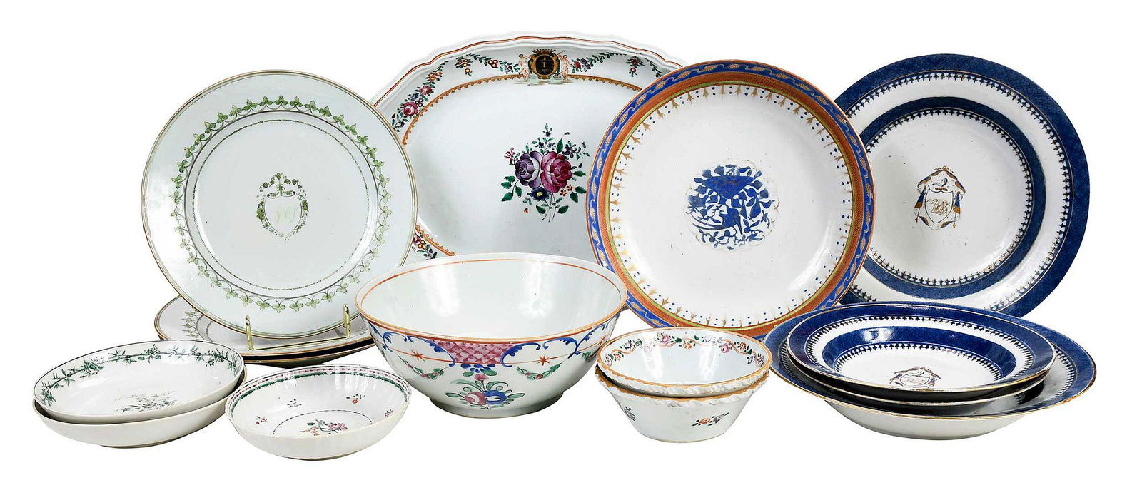 Assembled Chinese Export Porcelain Part Armorial Service (1 of 9)