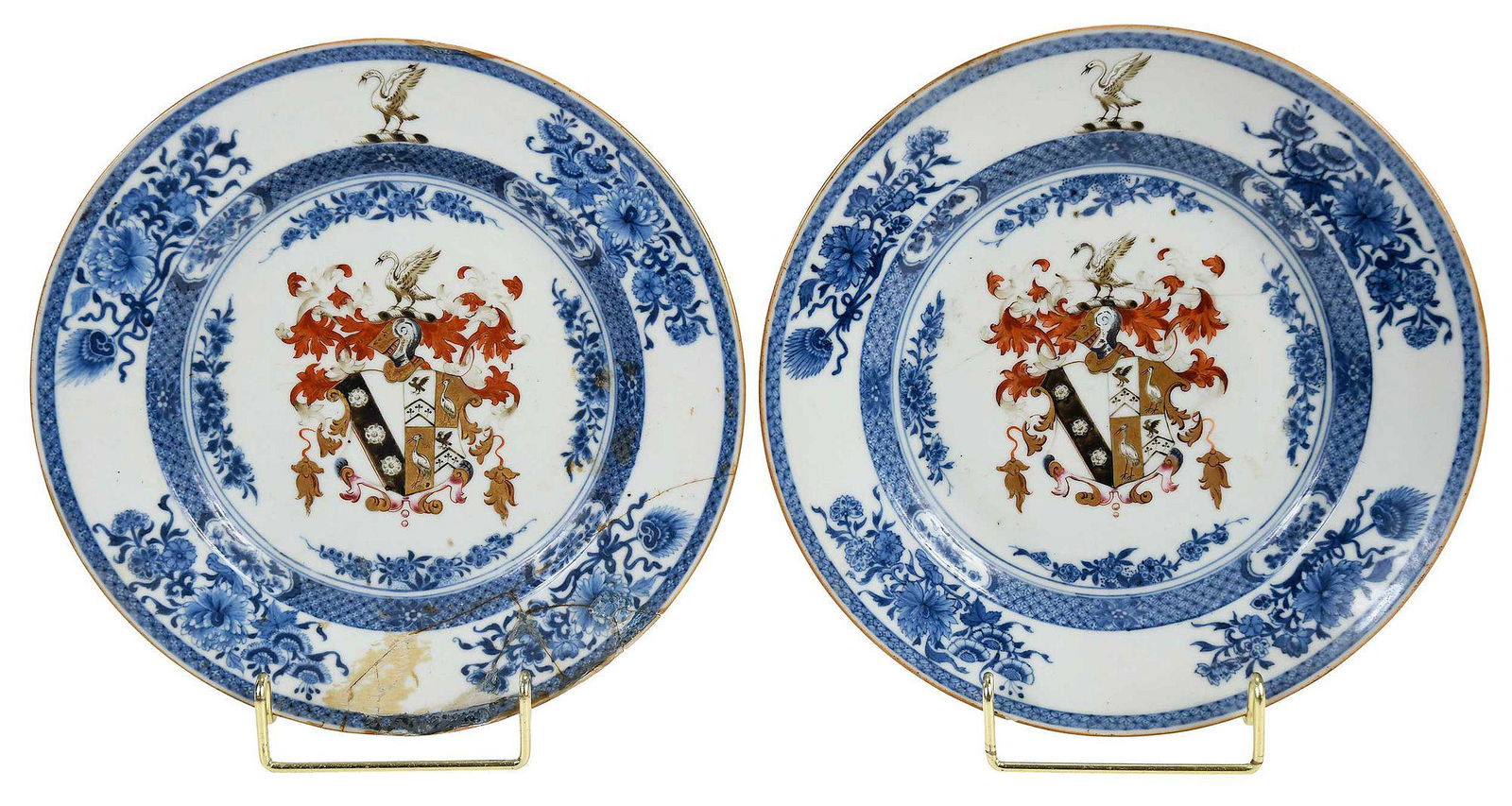 Pair of Chinese Export Porcelain Armorial Plates (1 of 8)