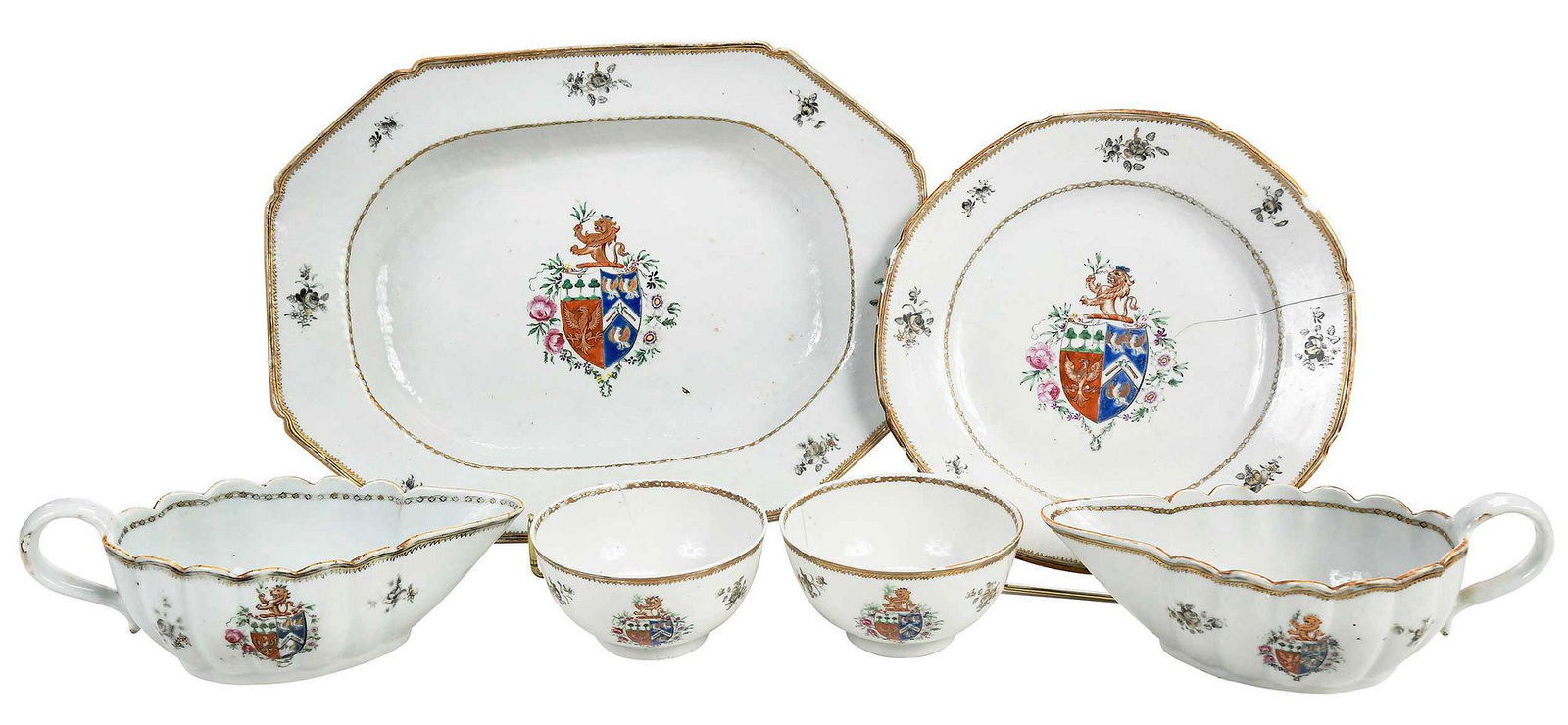 Set of Six Chinese Export Porcelain Armorial Table Objects (1 of 15)