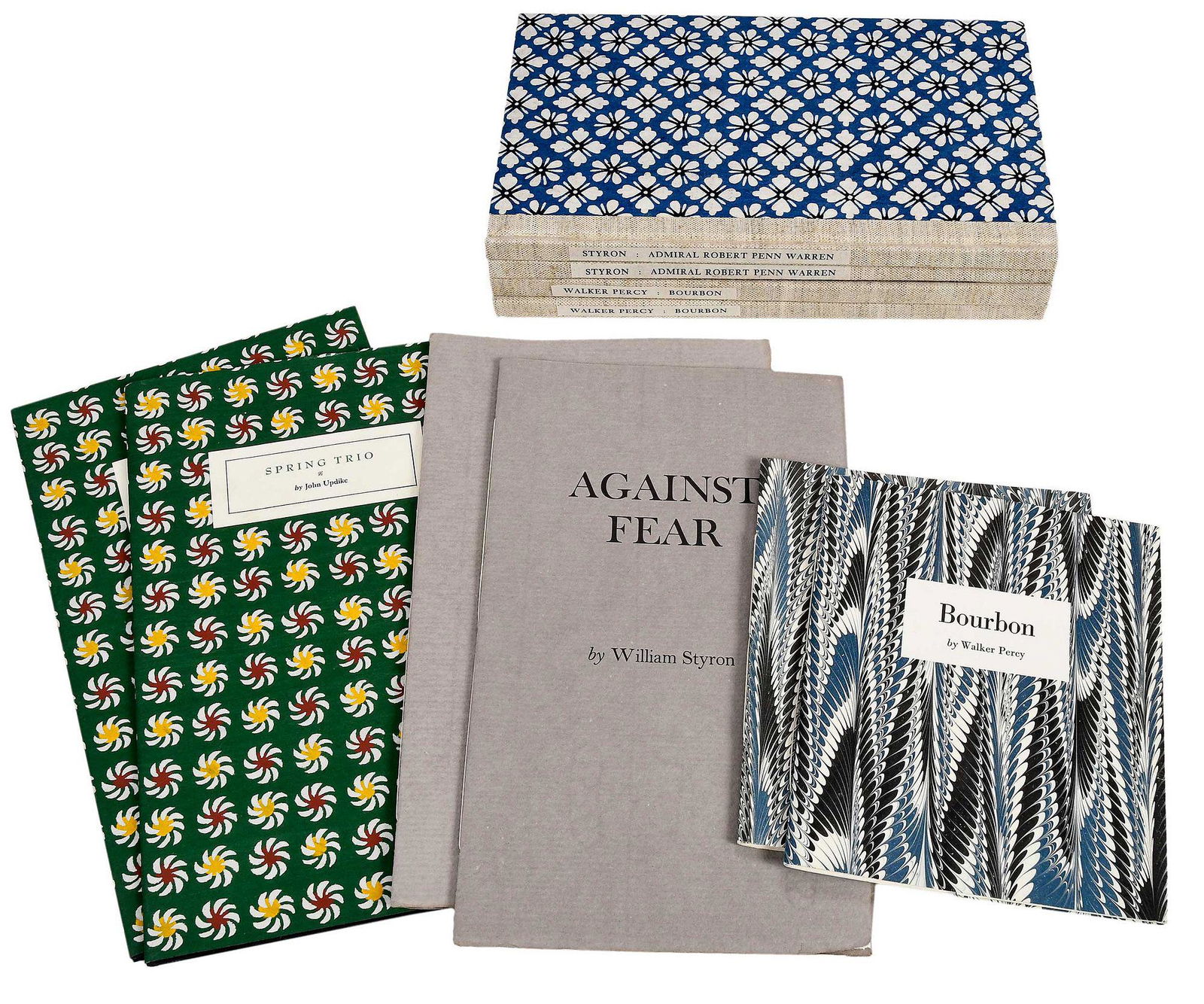 10 Volumes, Three Important Southern Authors, Palaemon Press: 10 volumes total, including: four copies of Bourbon by Walker Percy, Winston-Salem, N.C: Palaemon Press, 1979, one publisher's copy, one numbered 5 of 200, both signed by Percy, plus two copies of the