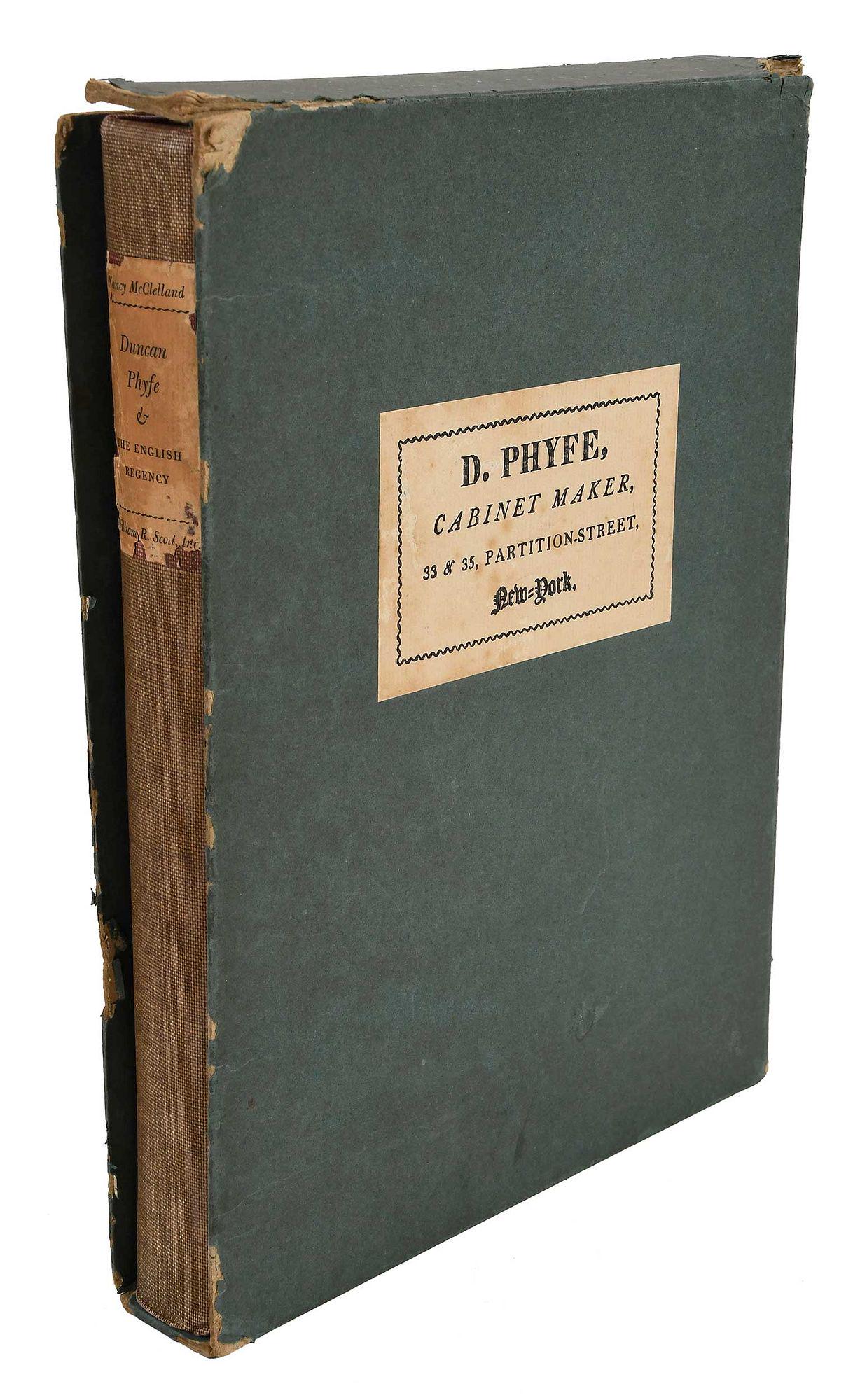 Duncan Phyfe and the English Regency: by Nancy McClelland, New York: William R. Scott Inc., 1939, numbered 339 of 350 copies signed by the author and bound in Regency fabric, with slip case Provenance: Private North Carolina Collection
