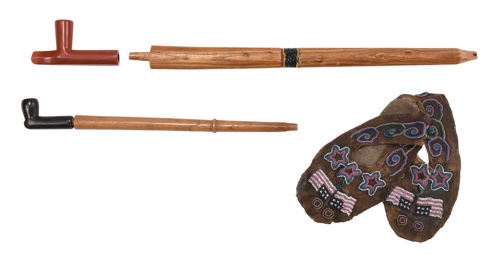 Two Plains Pipes and Pictorial Moccasins (1 of 5)
