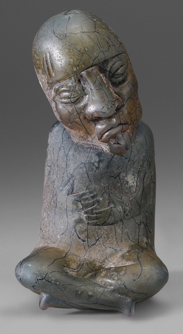William Morris: (Washington/California, born 1957) Idolito, signed on bottom "William Morris", acid-bathed glass, 9-1/2 in.,