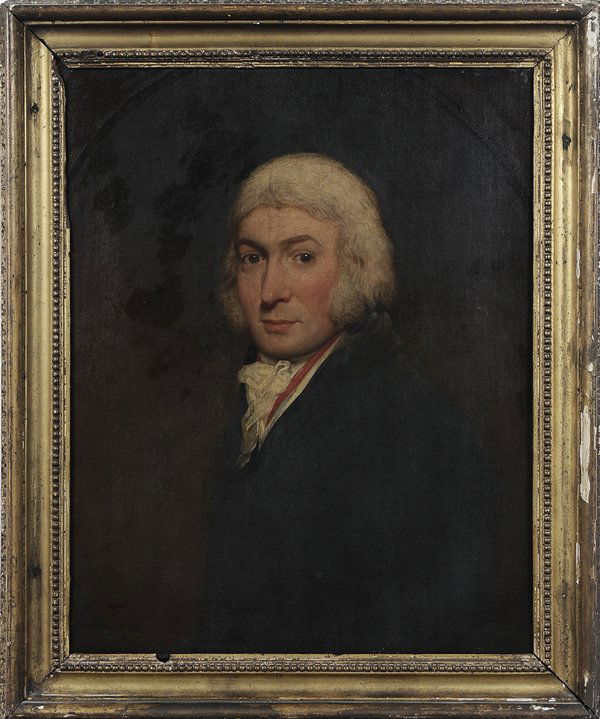 British School: (18th century) Portrait of a Gentleman, unsigned, oil on canvas, 25-3/4 x 21 in.; original gilt wood frame,