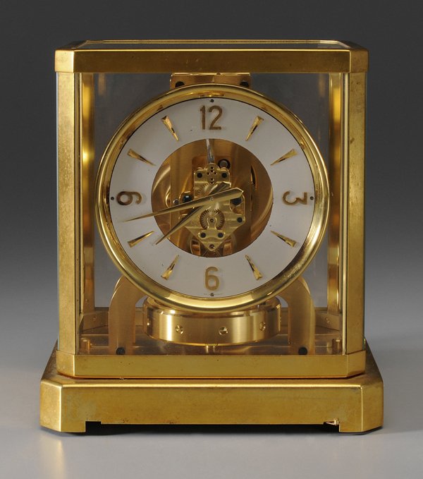 Atmos Le Coultre Clock: Swiss, 20th century, 7-1/2 in.,
