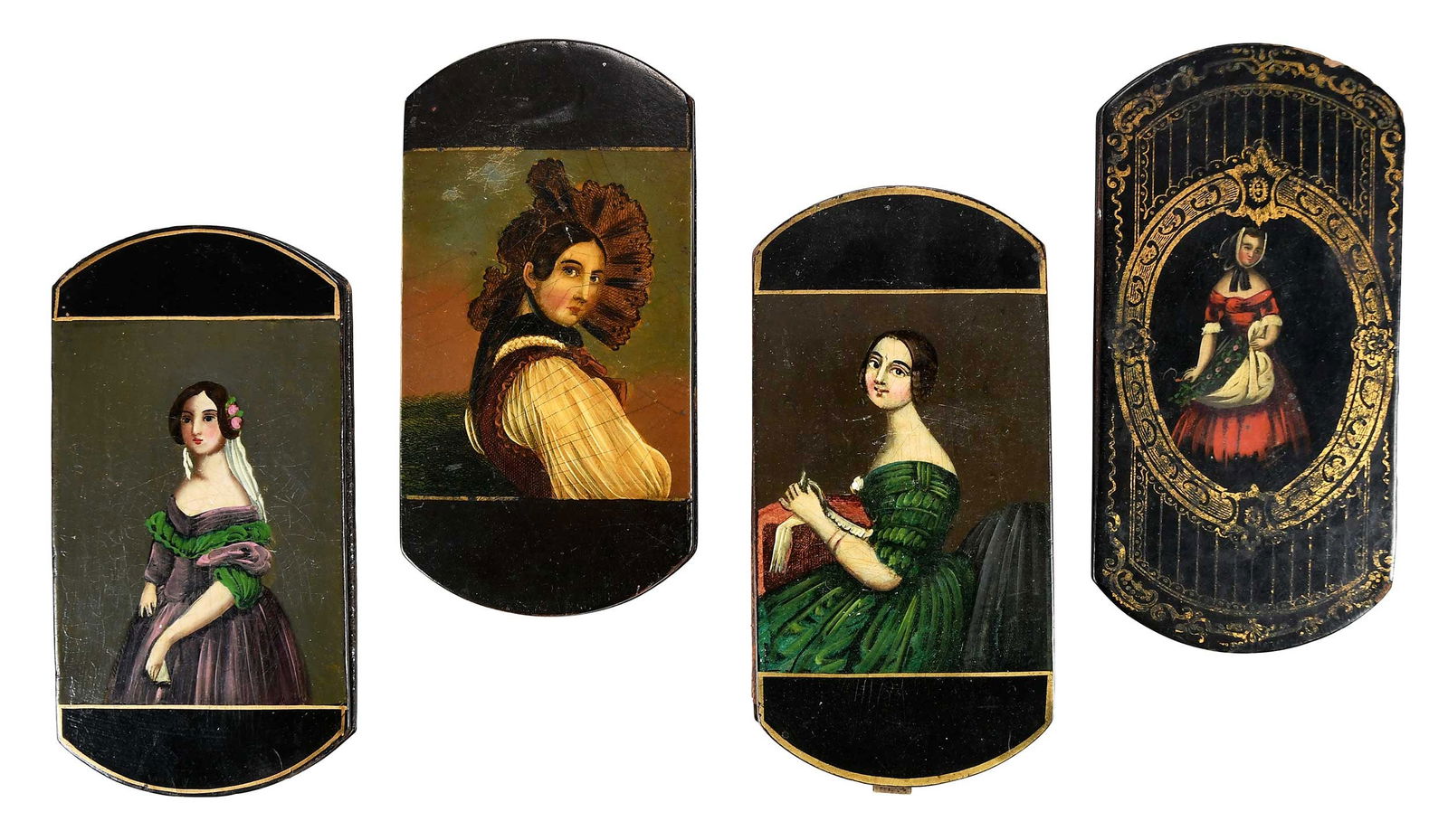 Four Black Lacquered Cigar Cases with Portraits of Ladies (1 of 8)