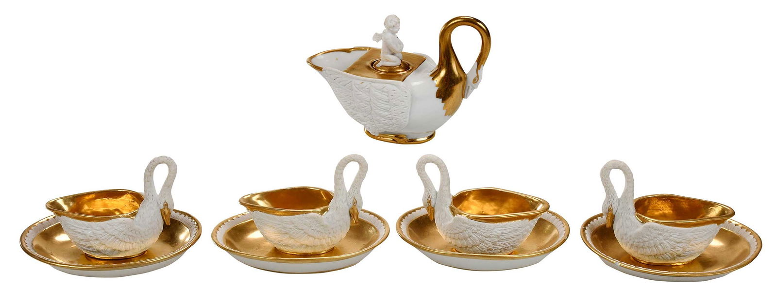 Five Porcelain Swan Form Table Objects, Sevres and P.L. D'Agoty (1 of 17)