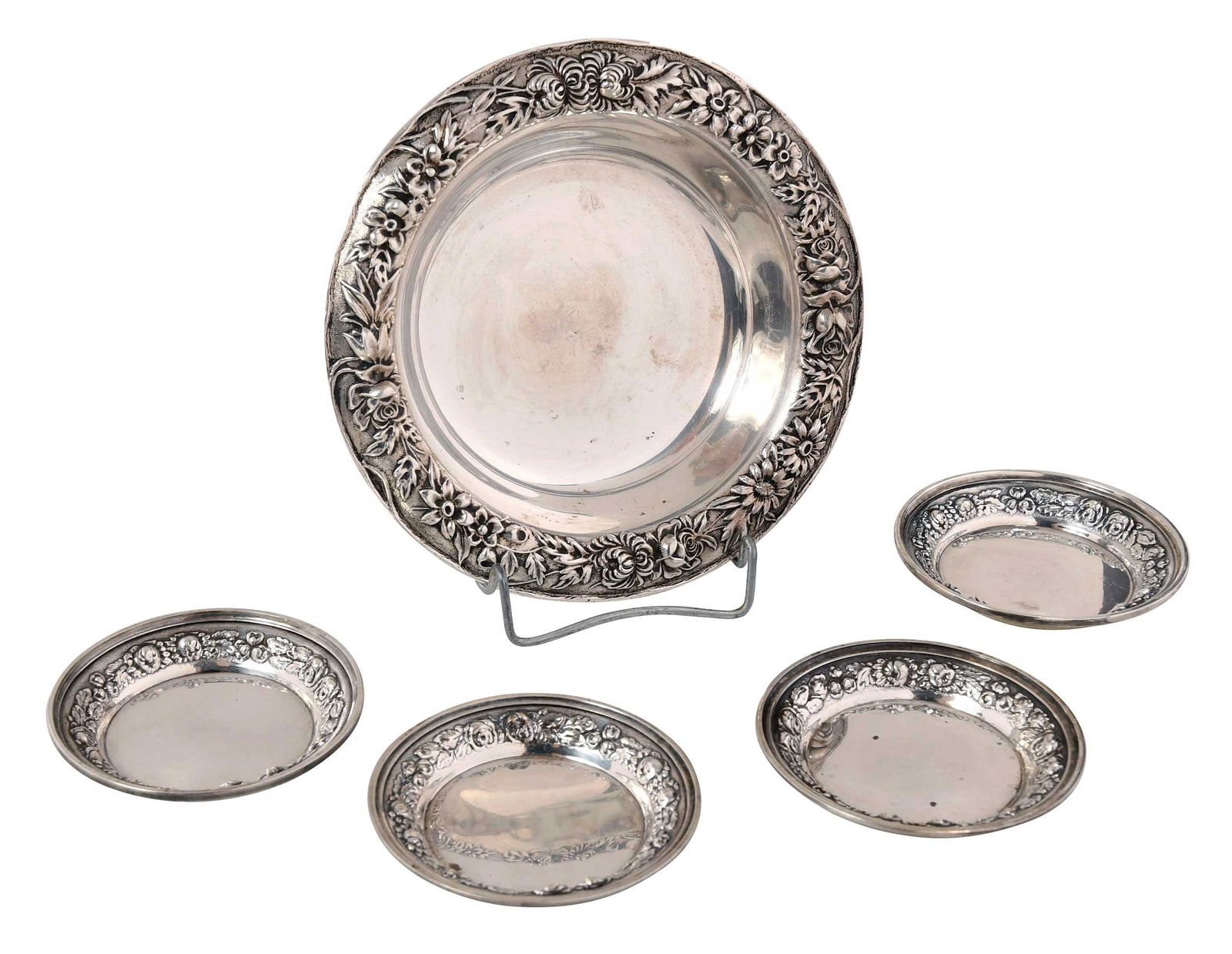 Five Pieces Sterling Repousse Table Items (1 of 5)