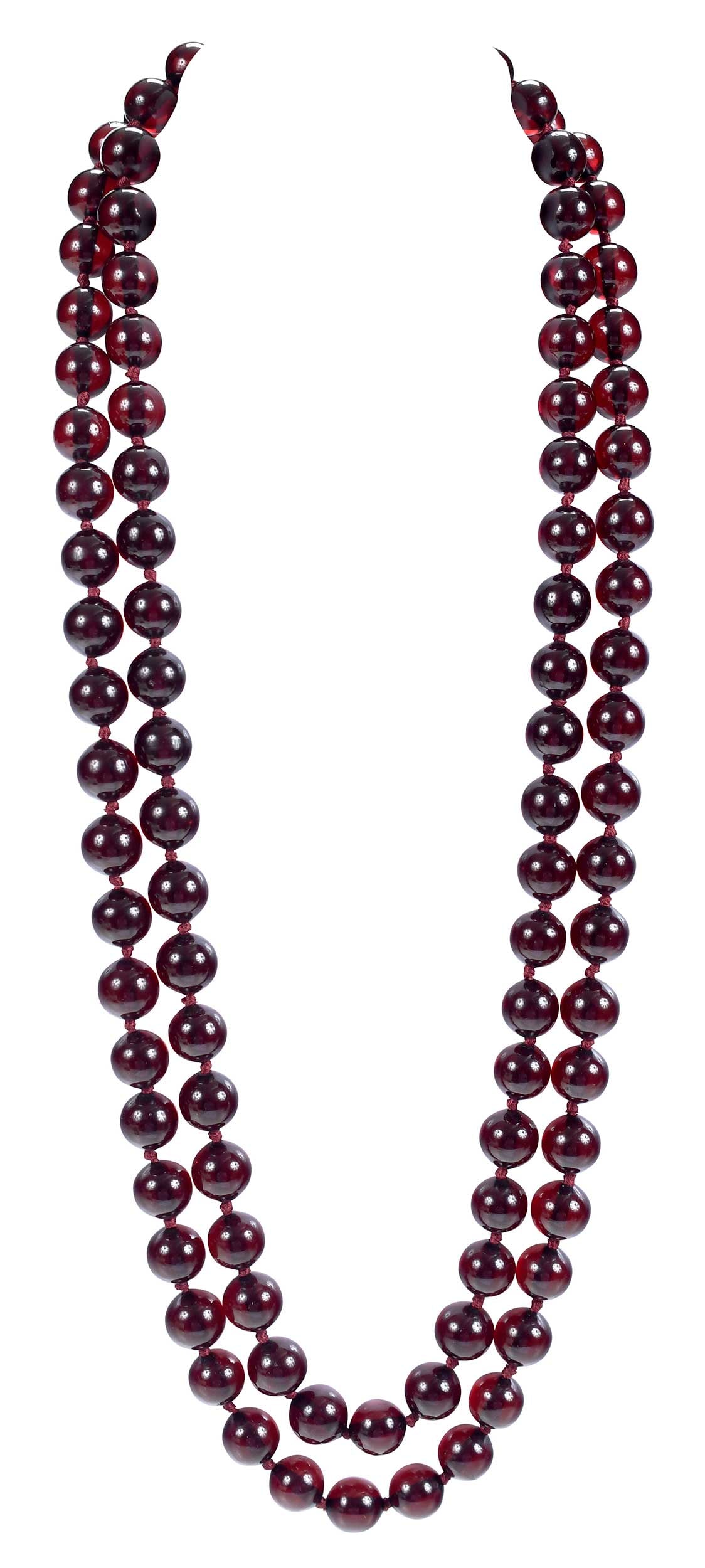 Double Strand Cherry Amber Bead Necklace with Sterling Clasp (1 of 8)