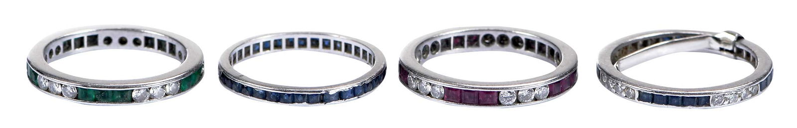 Four Platinum Stackable Rings, Blue Sapphire, Emerald, Ruby and Diamonds (1 of 11)