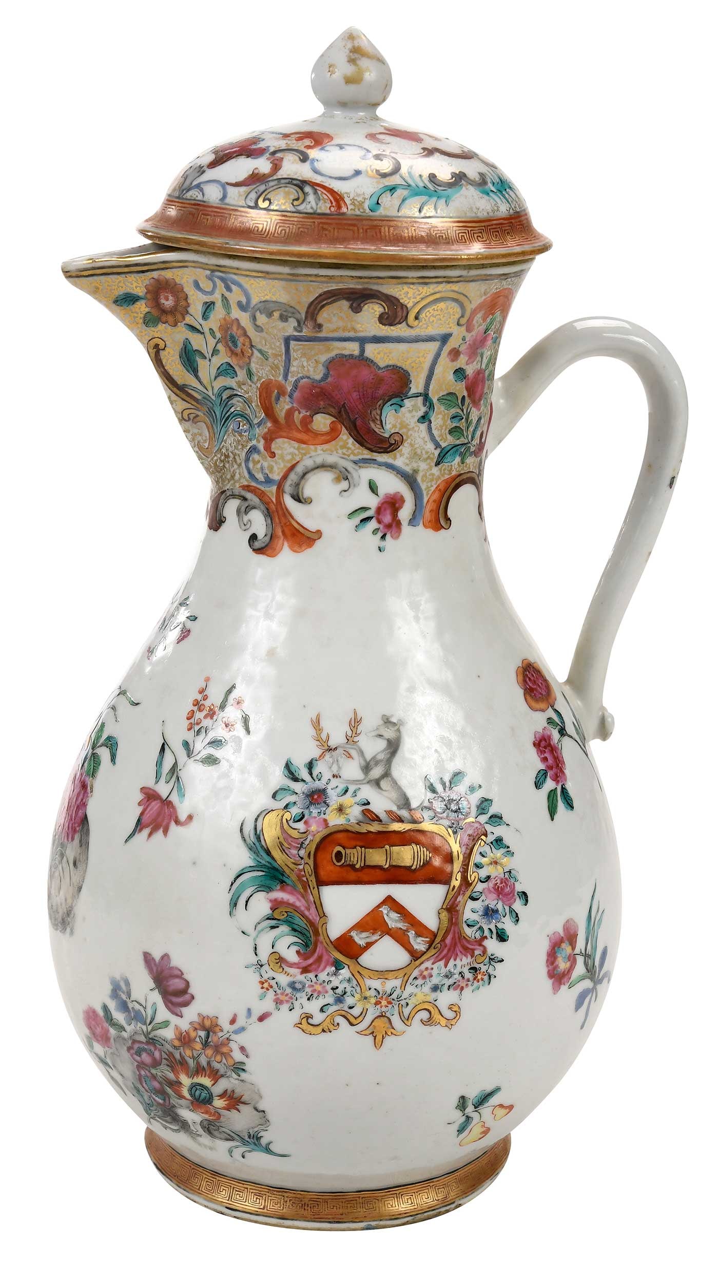 Large Chinese Export Armorial Porcelain Lidded Ewer, Legh (1 of 18)