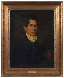 Important Virginia Portrait: (American School, 19th Century) John Mason McCarty (1795-1852), not visibly signed, oil on canvas, 26 x 20 in.; gilt wood frame, 33-1/2 x 27-1/4 in. Provenance: Descended in the family of the consigno