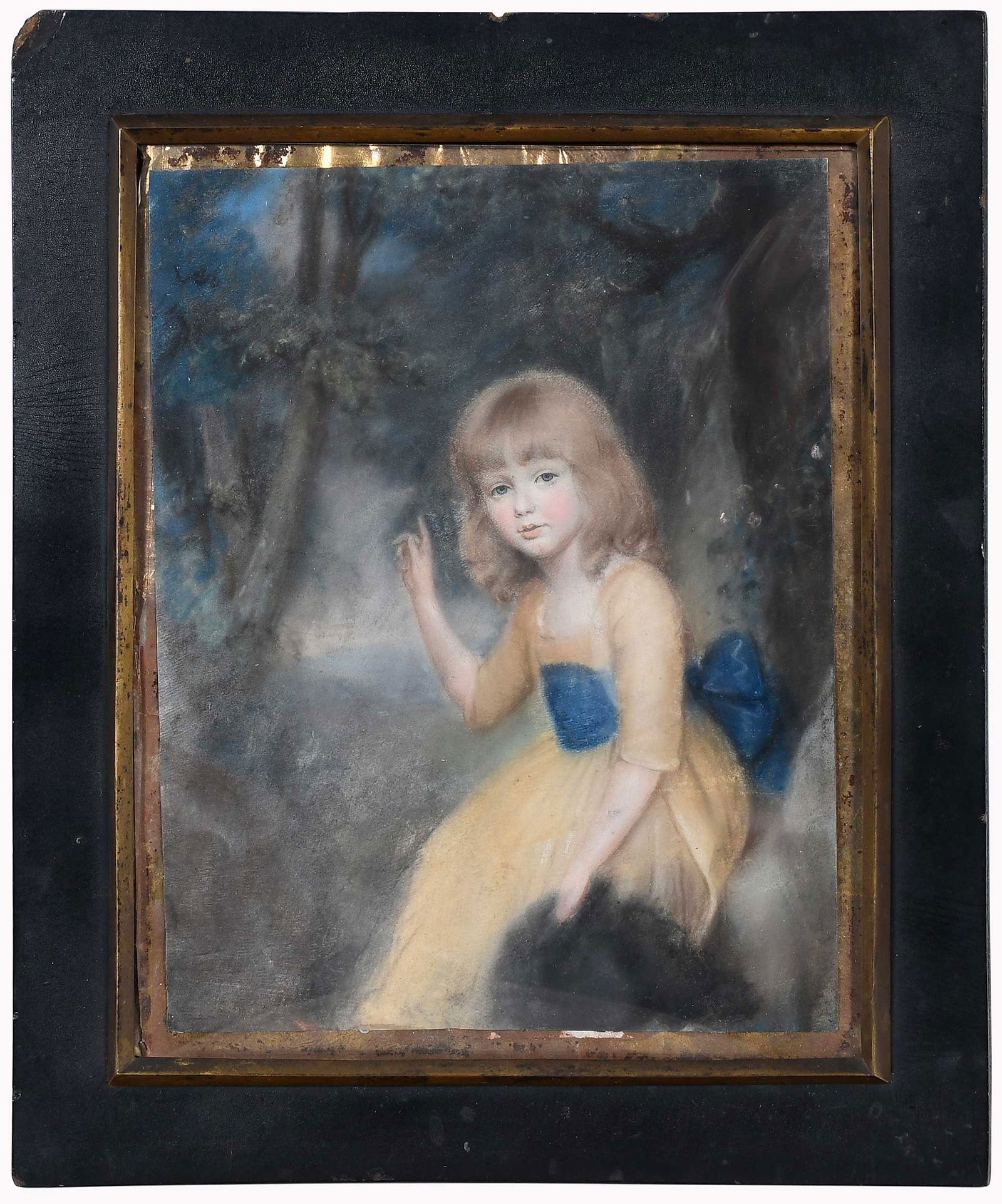 Attributed to James Sharples, Sr.: (Pennsylvania/New York/British, 1751/52-1811) Portrait of a Young Girl in a Landscape, said to be Selena Morshead (1779-1865), the daughter of Sir John Morshead (label verso), circa 1786-1788, pastel