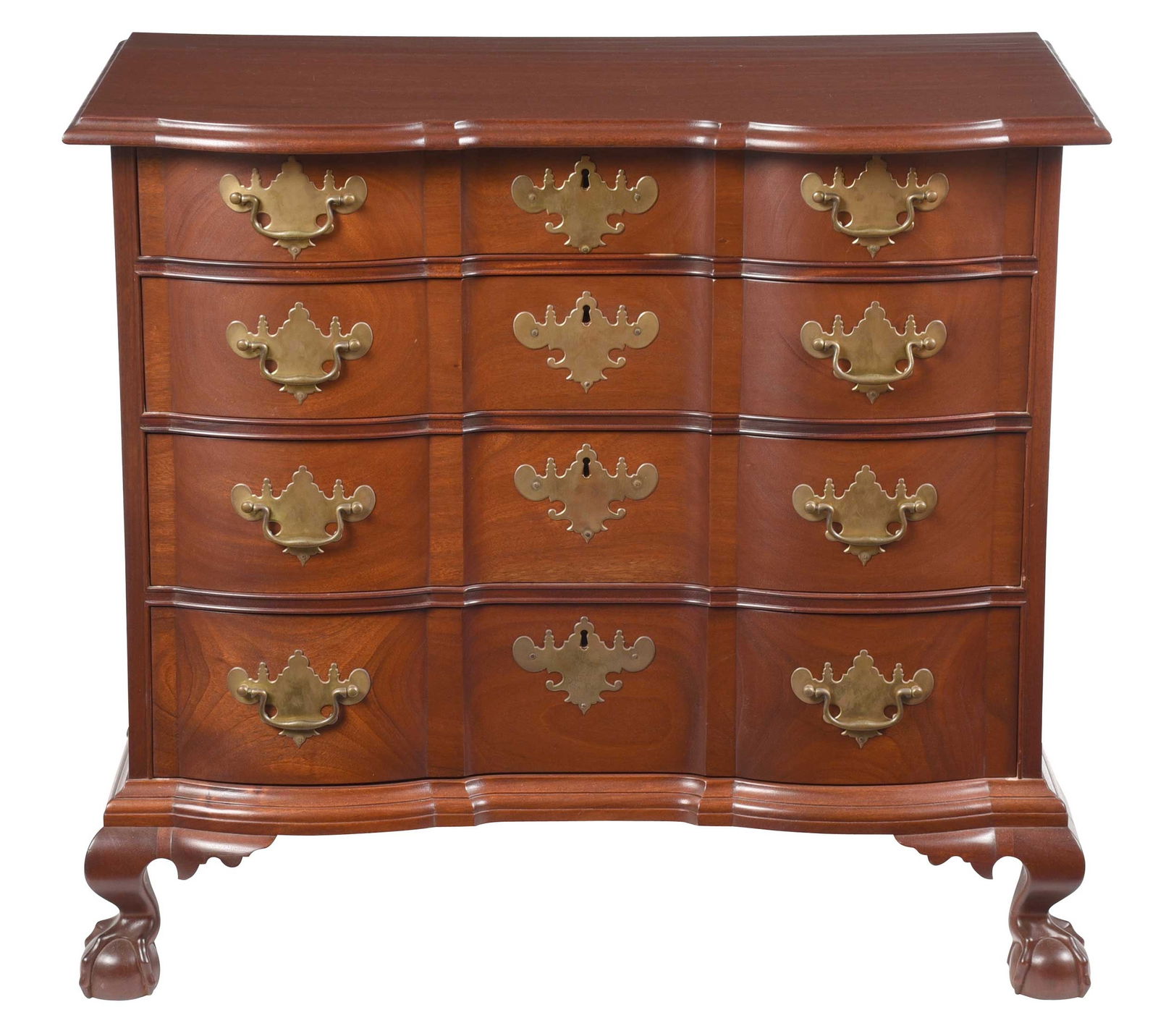 Boston Chippendale Style Mahogany Block Front Chest of Drawers (1 of 7)