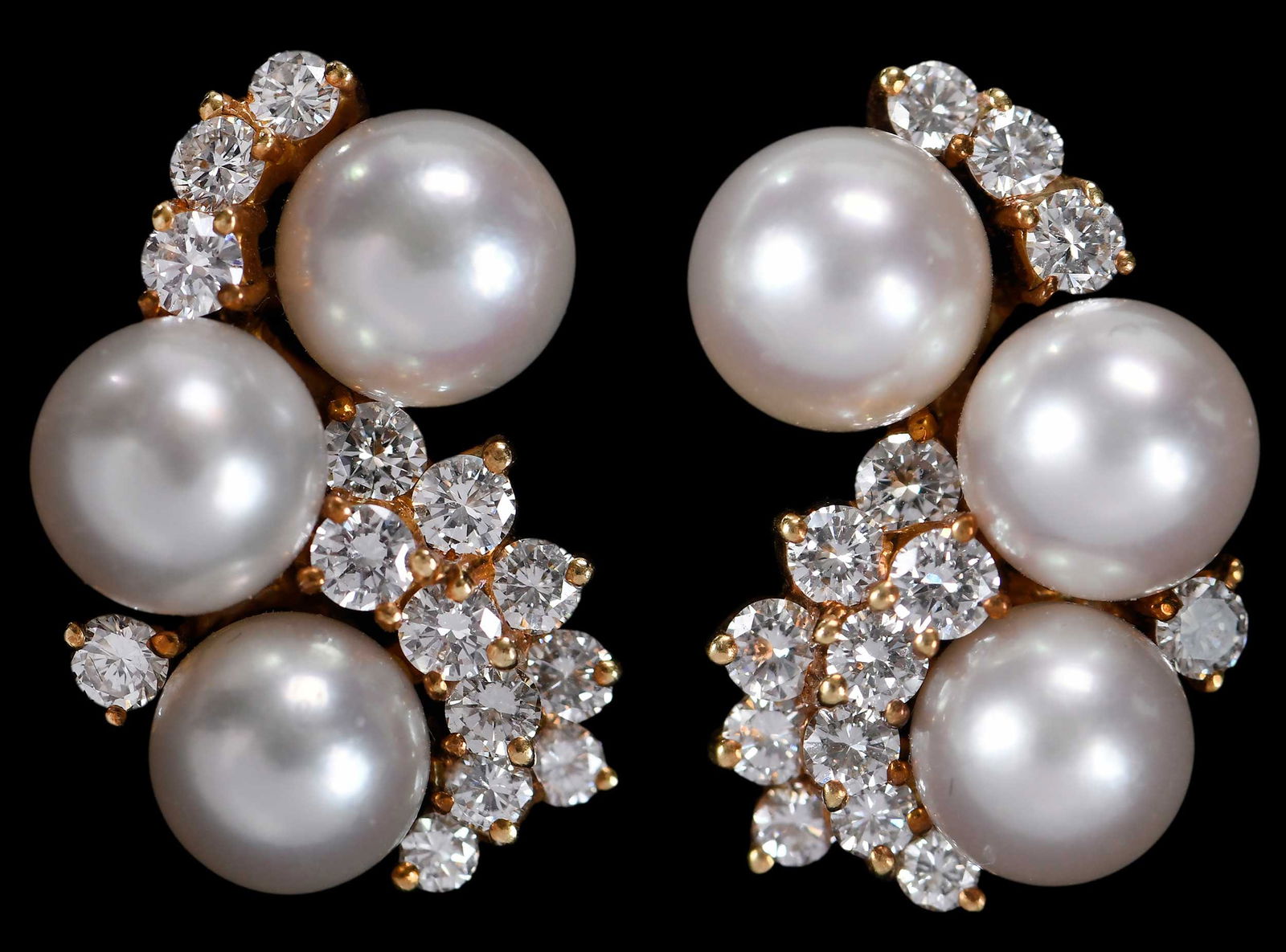 18kt. Cartier Diamond and Pearl Earrings (1 of 11)