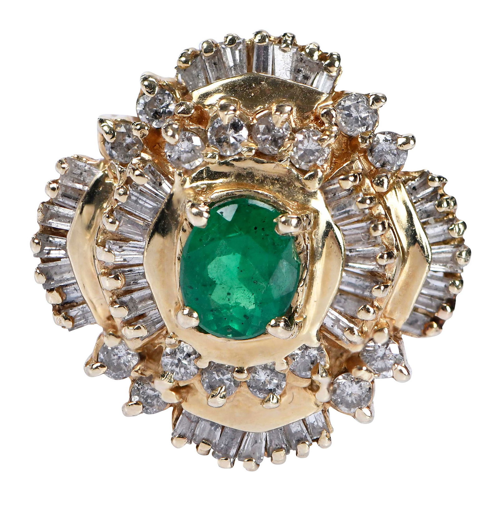 14kt. Emerald and Diamond Cocktail Ring (1 of 9)