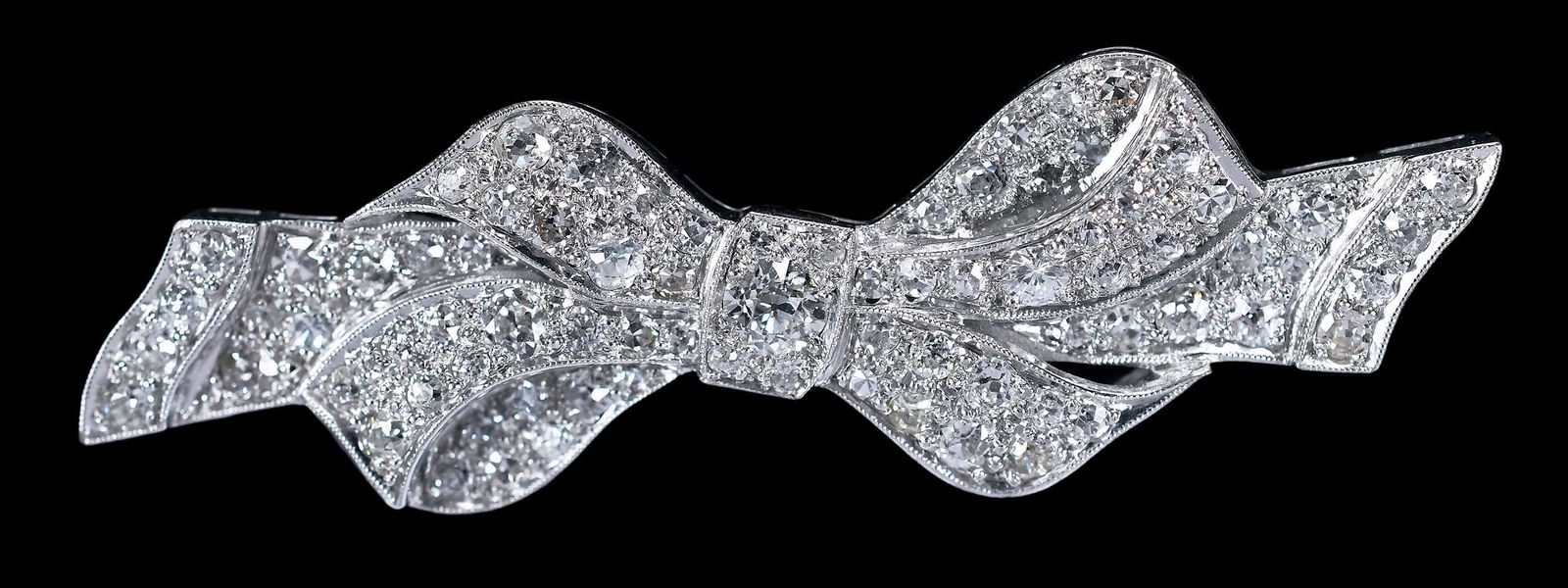 Platinum and Diamond Bow Brooch (1 of 4)